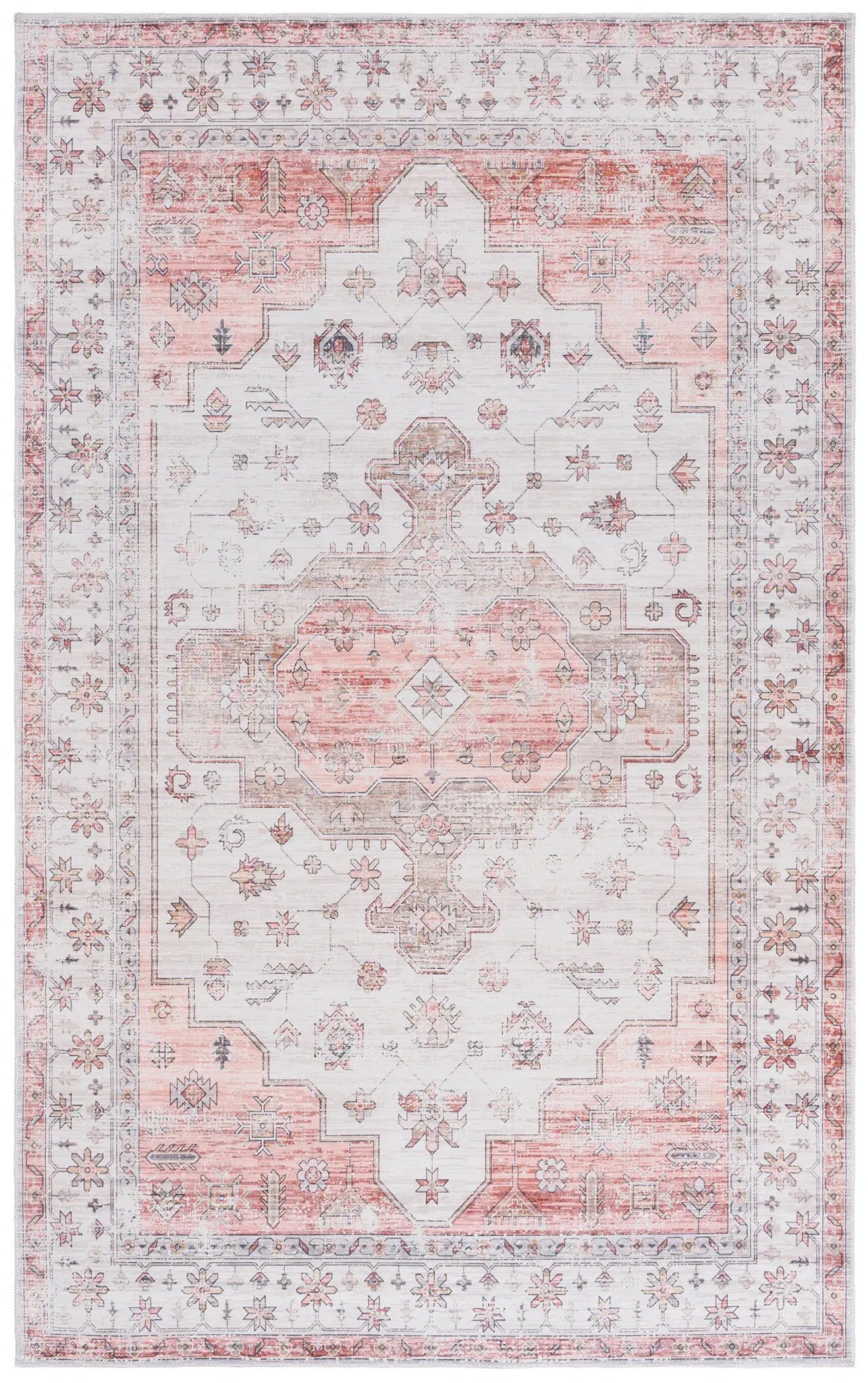 Arizona Tribal Star Rosette Medallion Washable Rug
