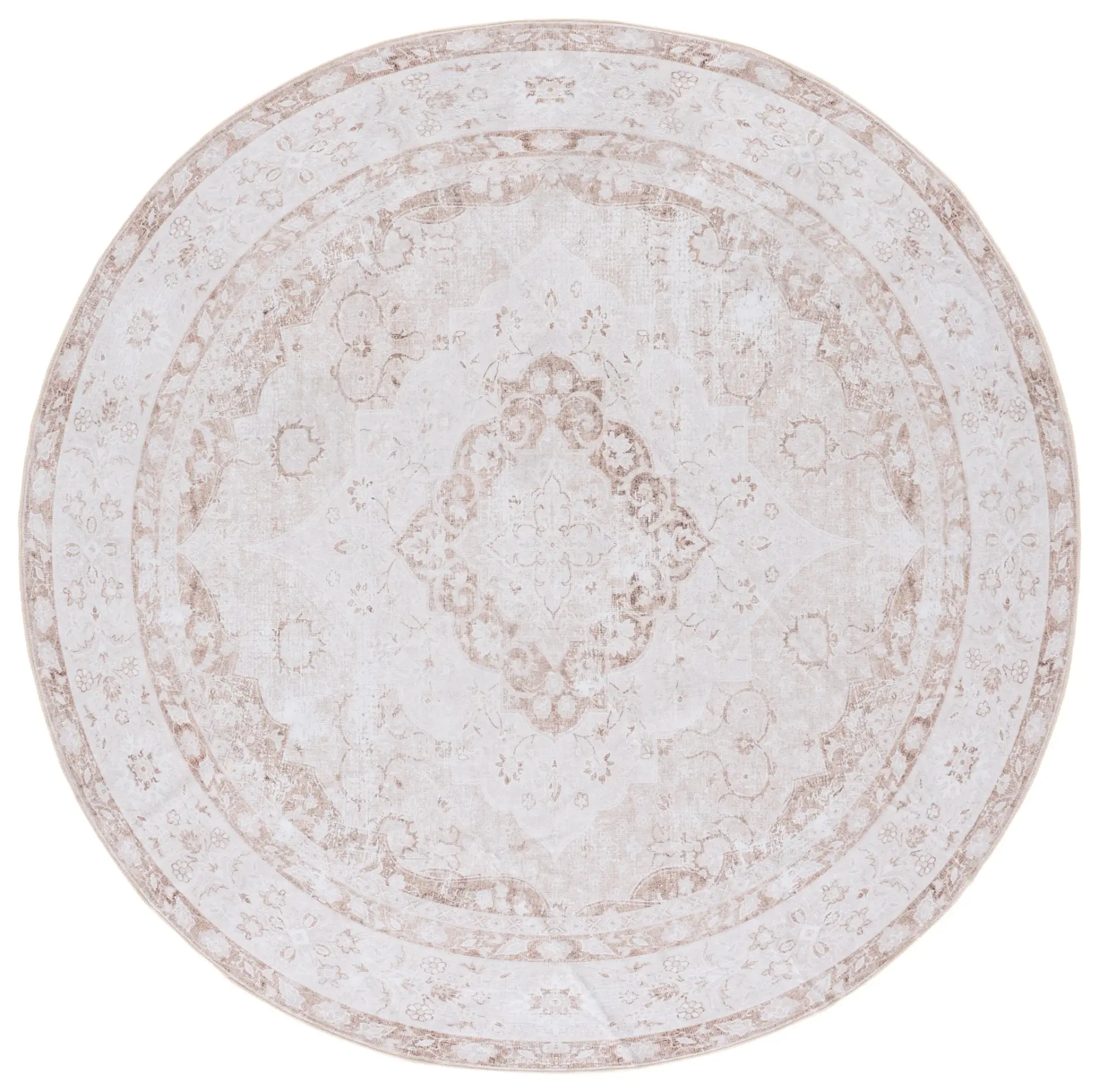 Arizona Distressed Floral Border Washable Rug