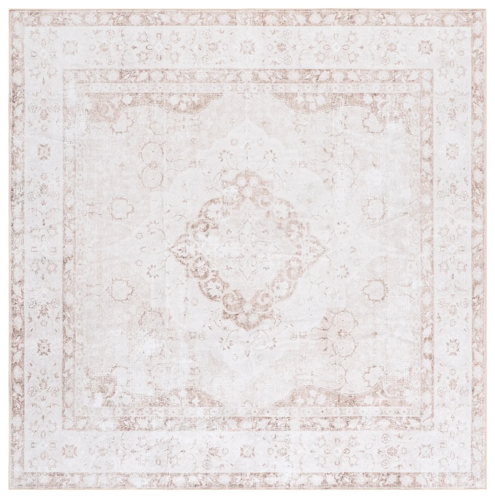 Arizona Distressed Floral Border Washable Rug