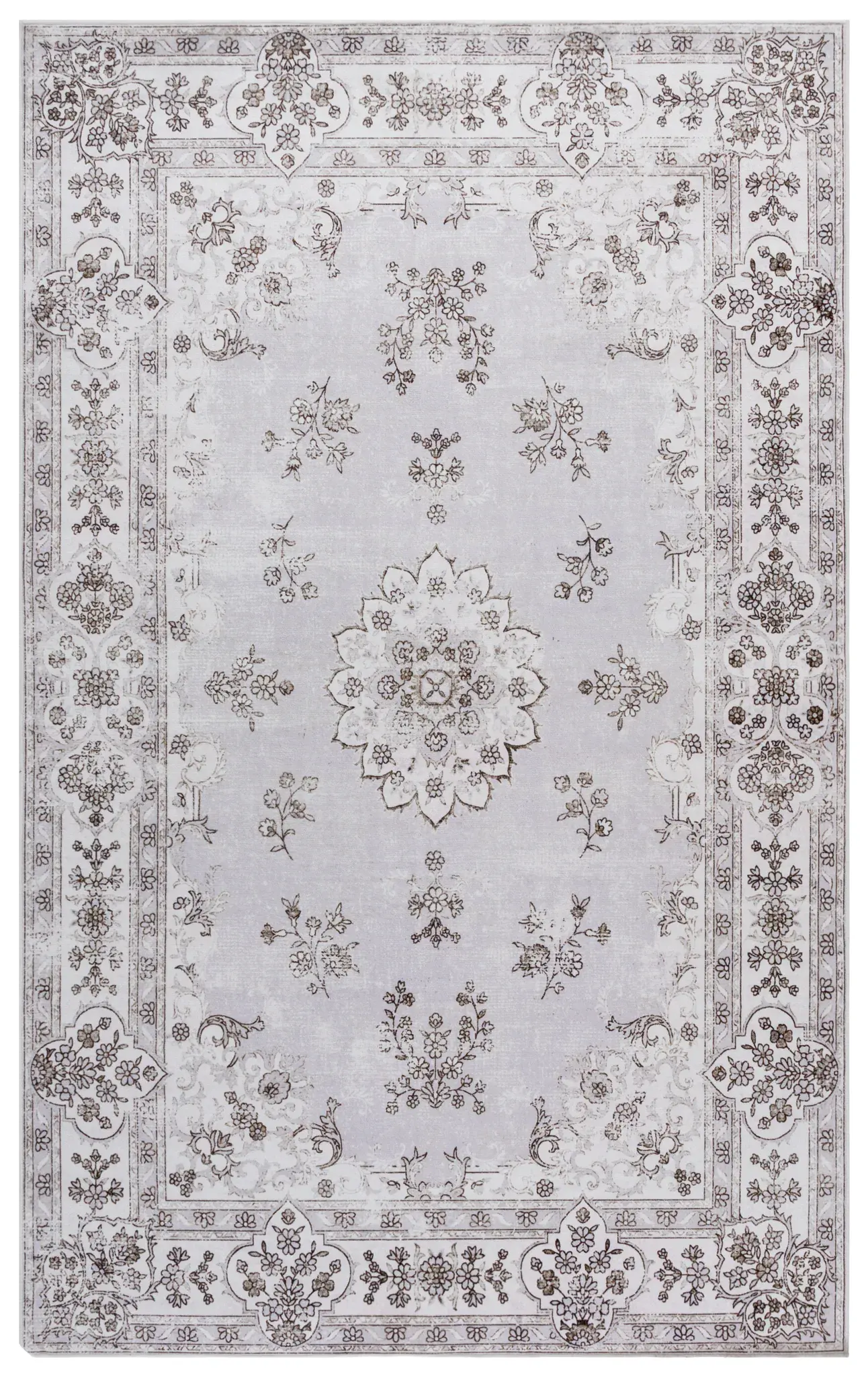 Arizona Scalloped Rosette Medallion Washable Rug
