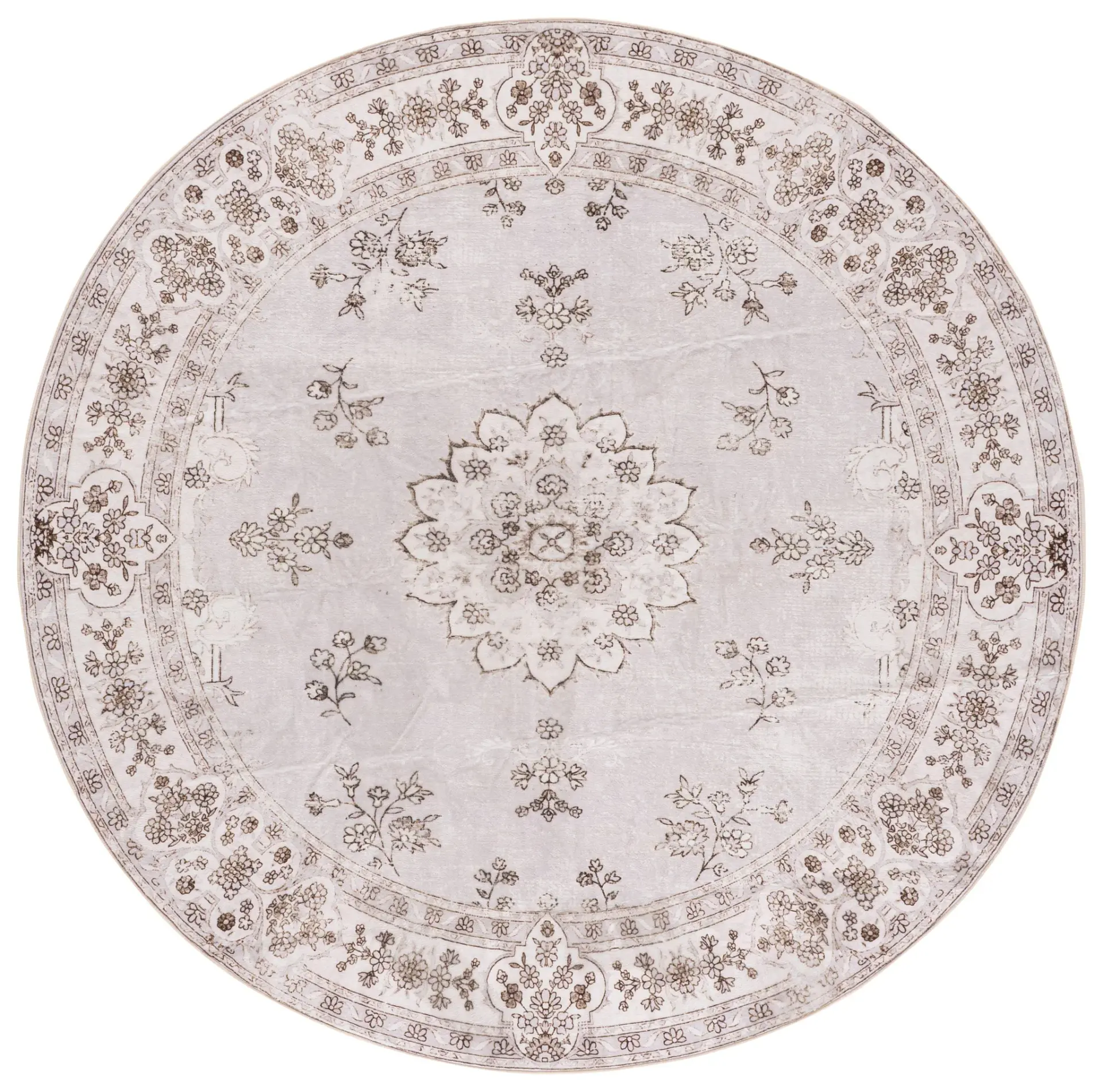 Arizona Scalloped Rosette Medallion Washable Rug