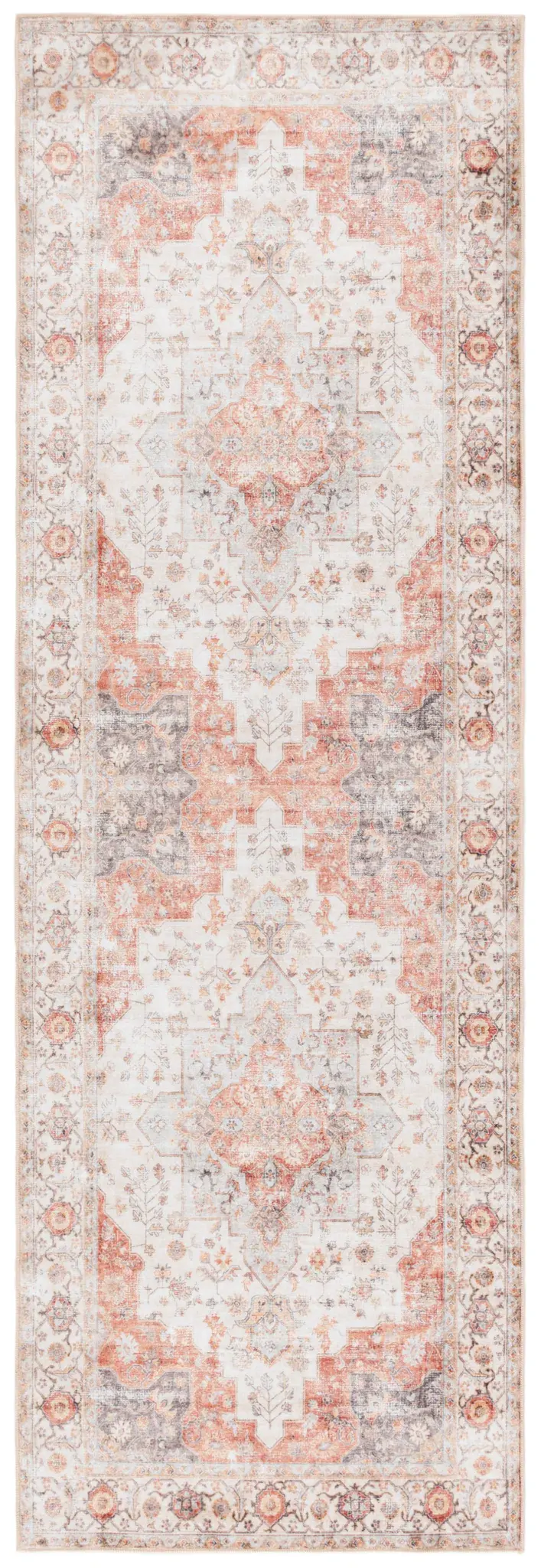 Arizona Stepped Medallion Bordered Washable Rug