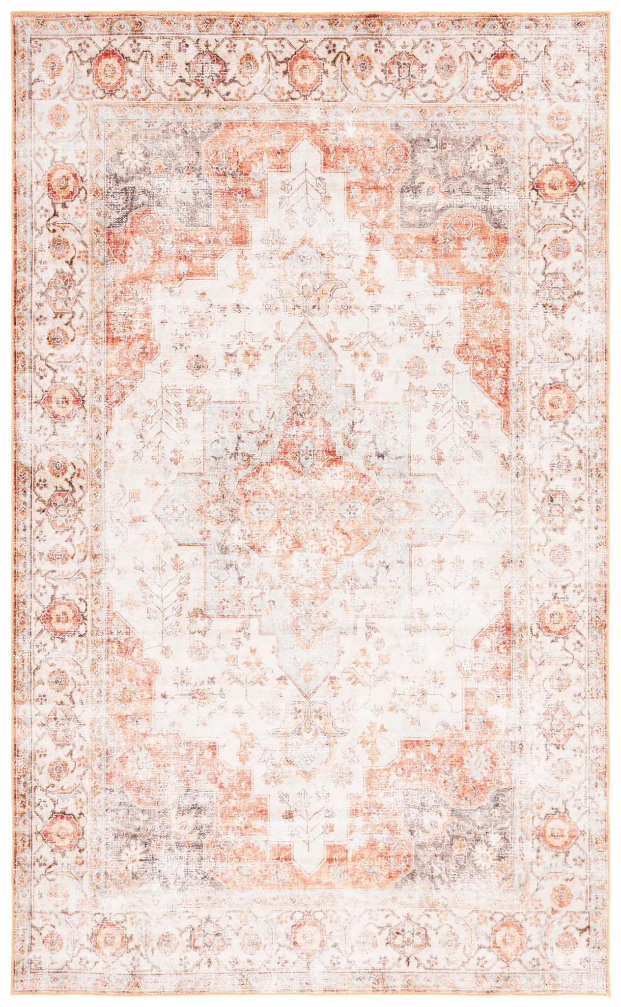 Arizona Stepped Medallion Bordered Washable Rug