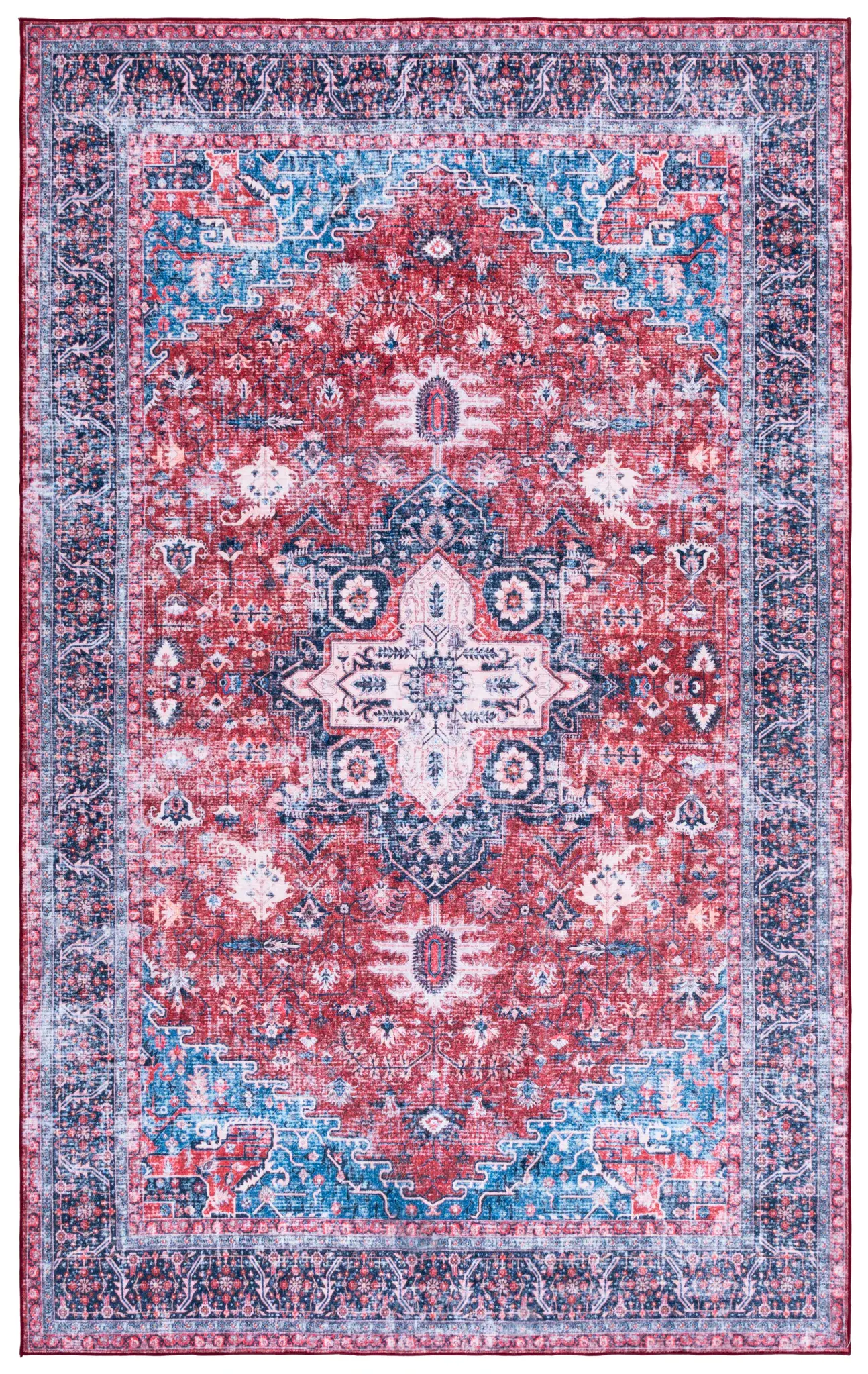 Arizona Traditional Medallion Border Washable Rug