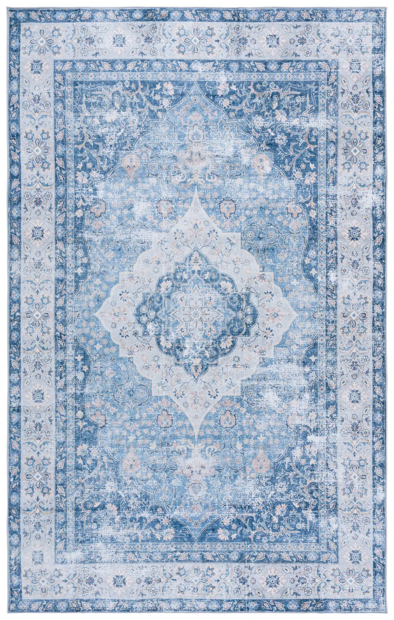 Arizona Traditional Floral Medallion Washable Rug
