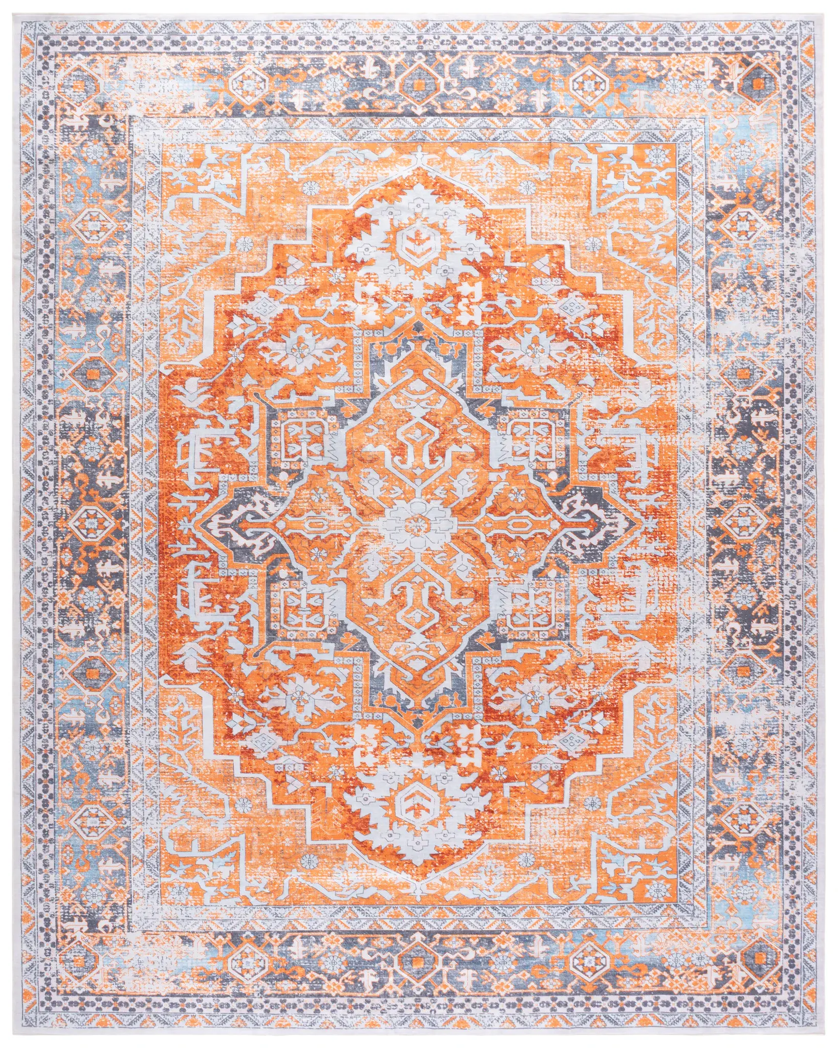 Arizona Rustic Serrated Medallion Washable Rug