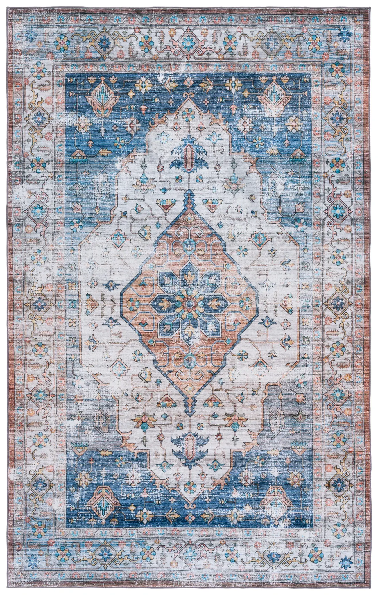 Arizona Southwestern Pointed Medallion Washable Rug