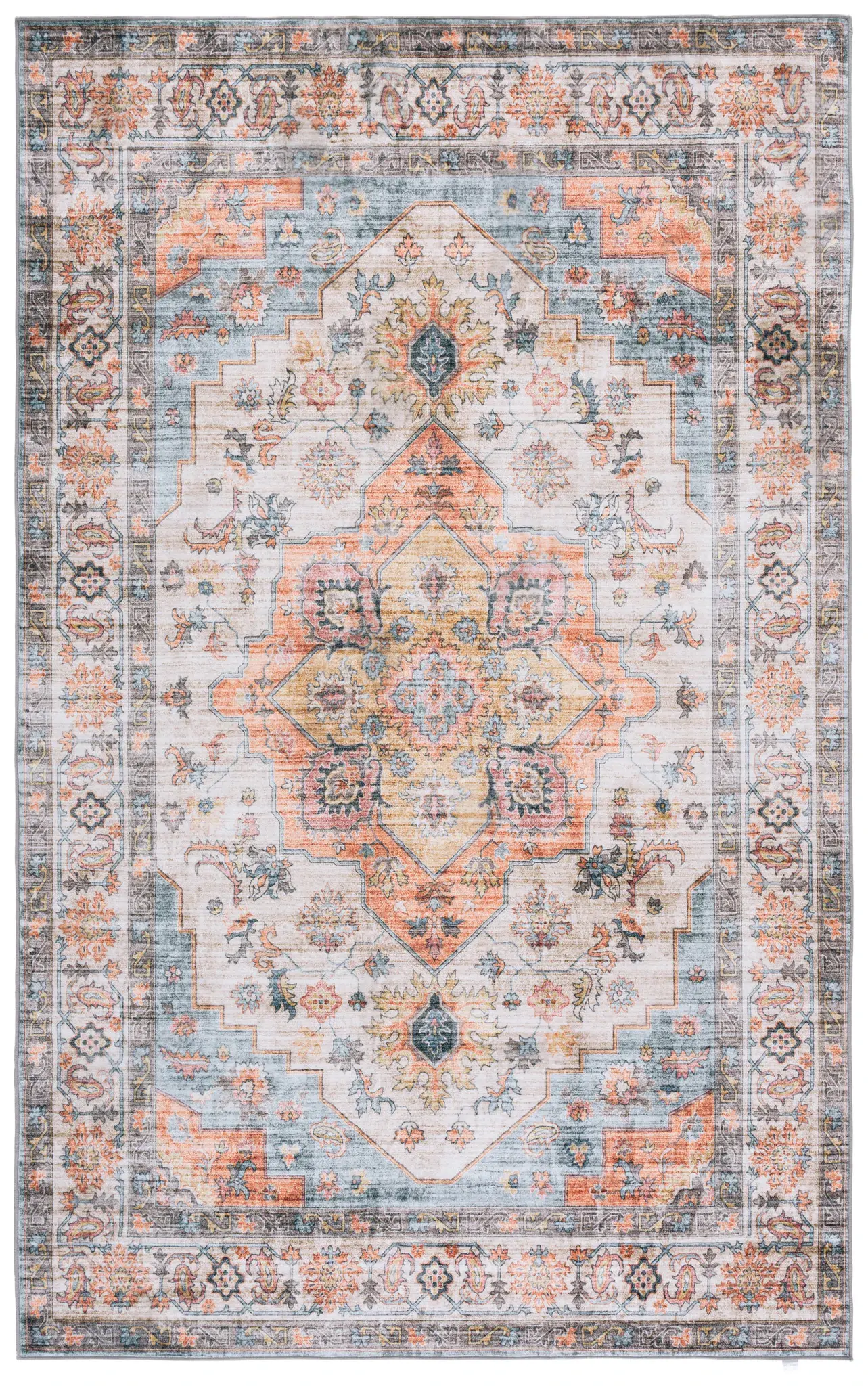 Arizona Quatrefoil Rosette Medallion Washable Rug