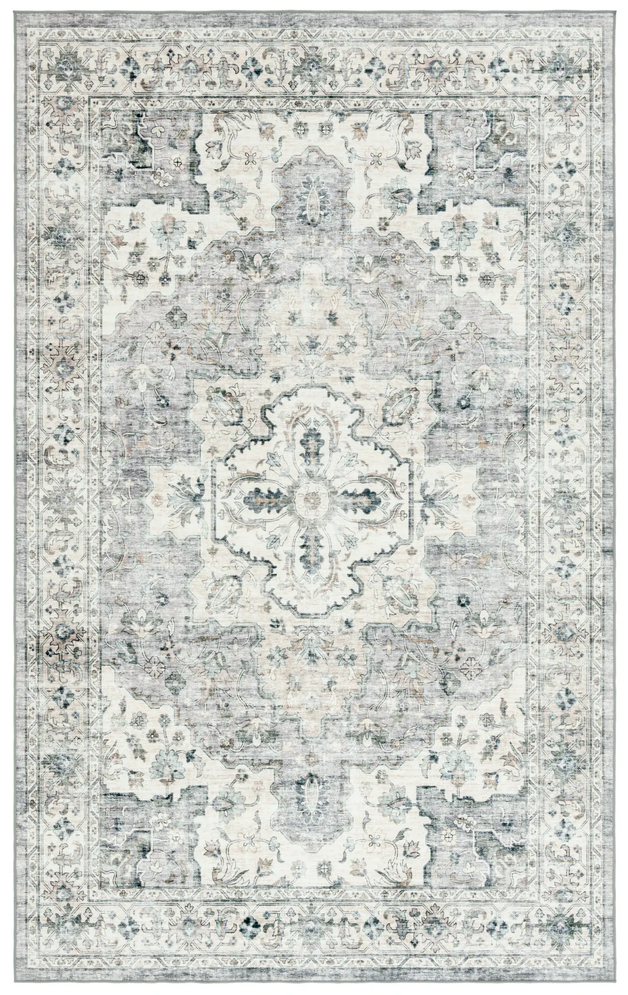 Arizona Ornate Floral Medallion Washable Rug