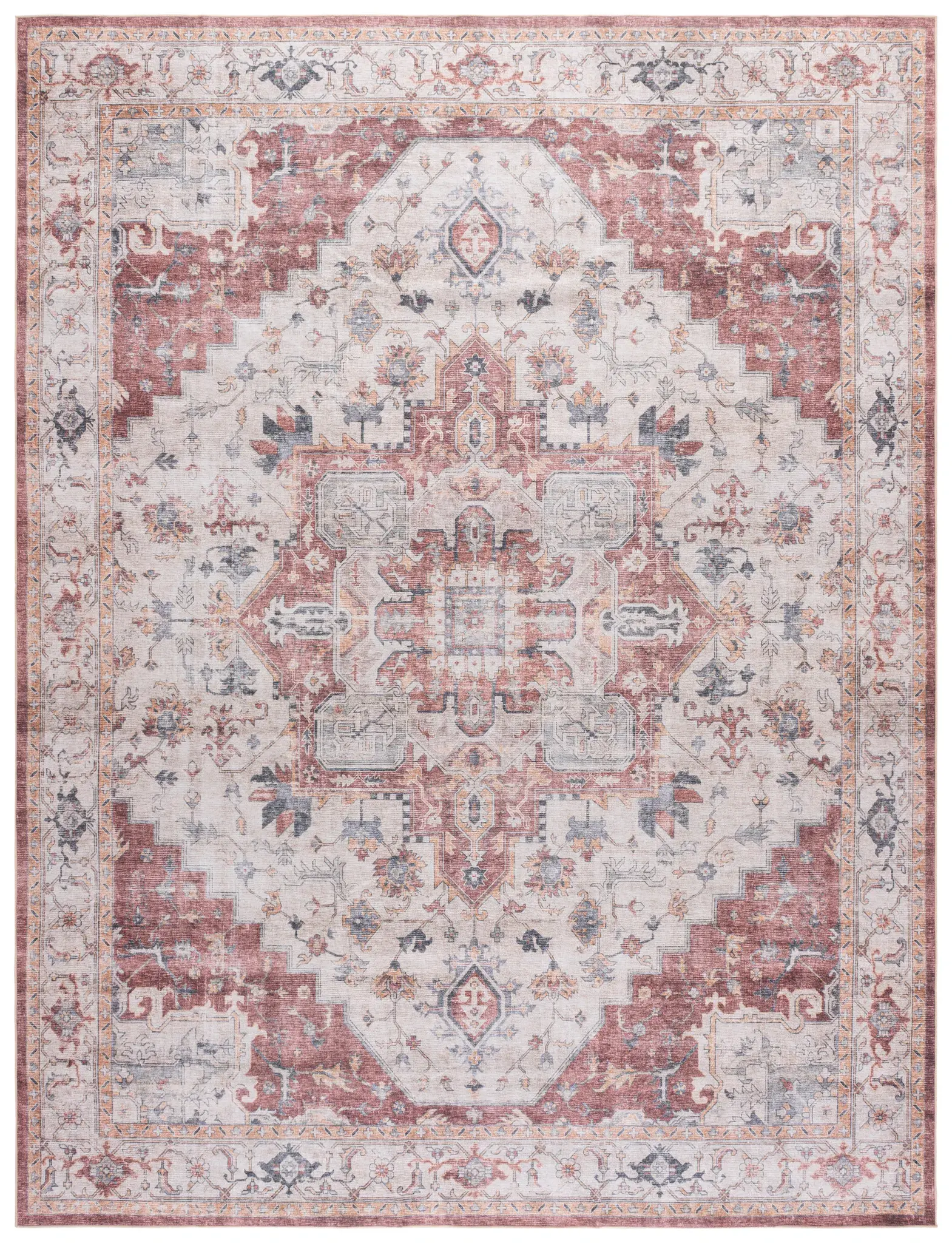 Arizona Medallion Bordered Washable Rug