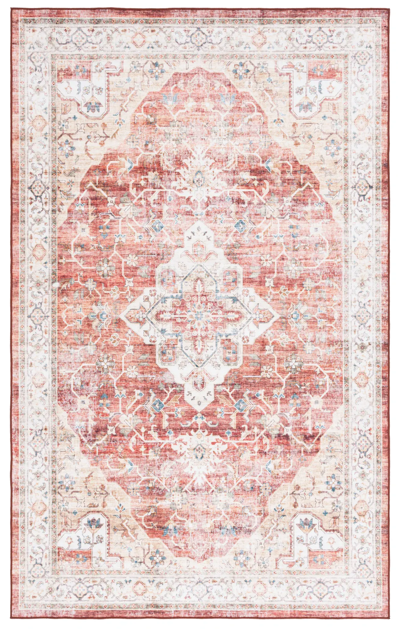 Arizona Traditional Scalloped Medallion Washable Rug