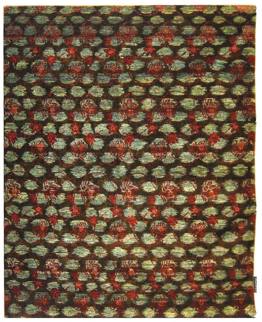 Asian Fusion Floral Hand-Knotted Wool Rug