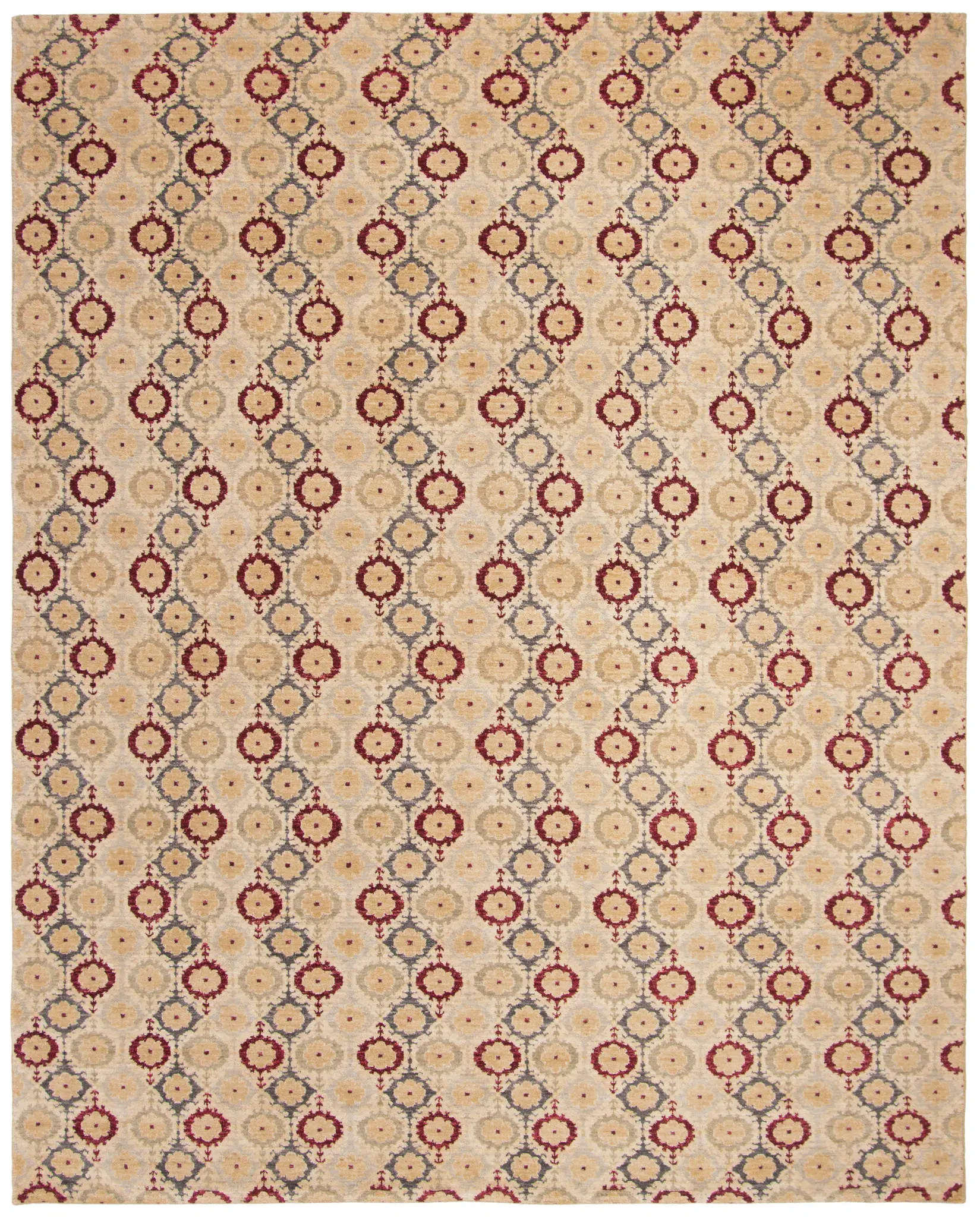 Asian Fusion Allover Medallion Hand-Knotted Wool Rug