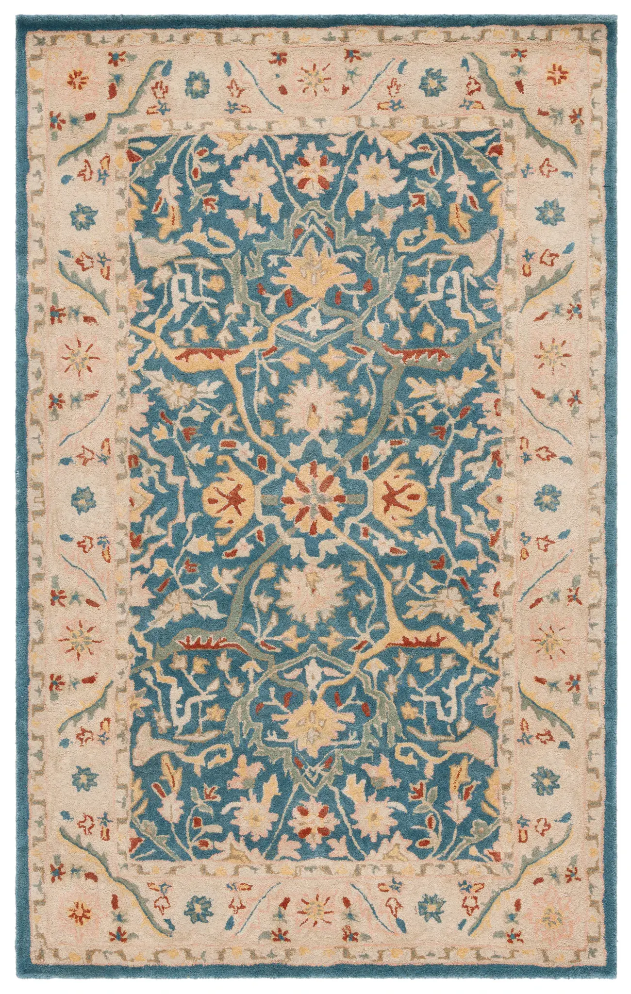 Antiquity Arabesque Bordered Hand-Tufted Wool Rug