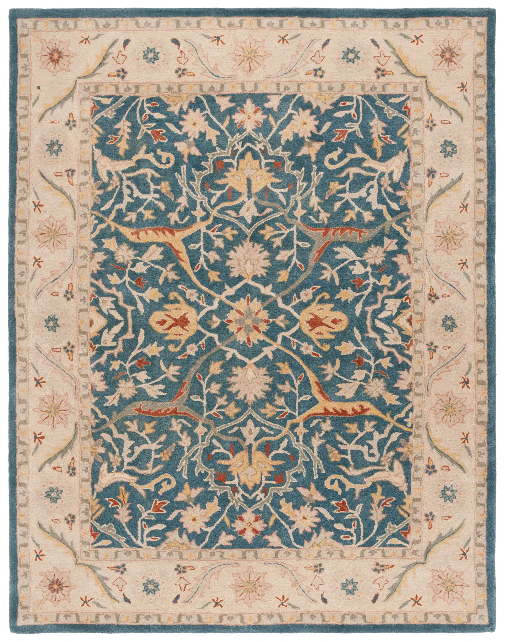 Antiquity Arabesque Bordered Hand-Tufted Wool Rug