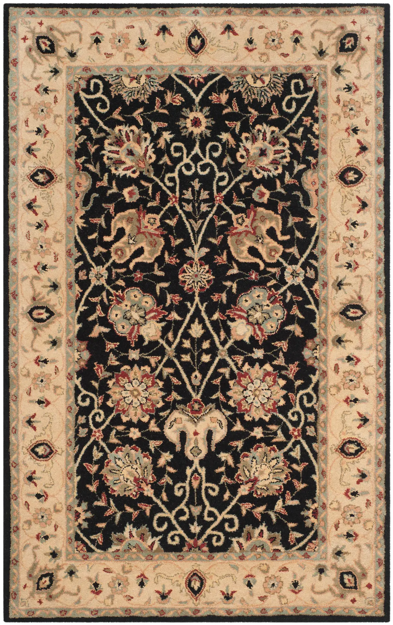 Antiquity Floral Bordered Hand-Tufted Wool Rug
