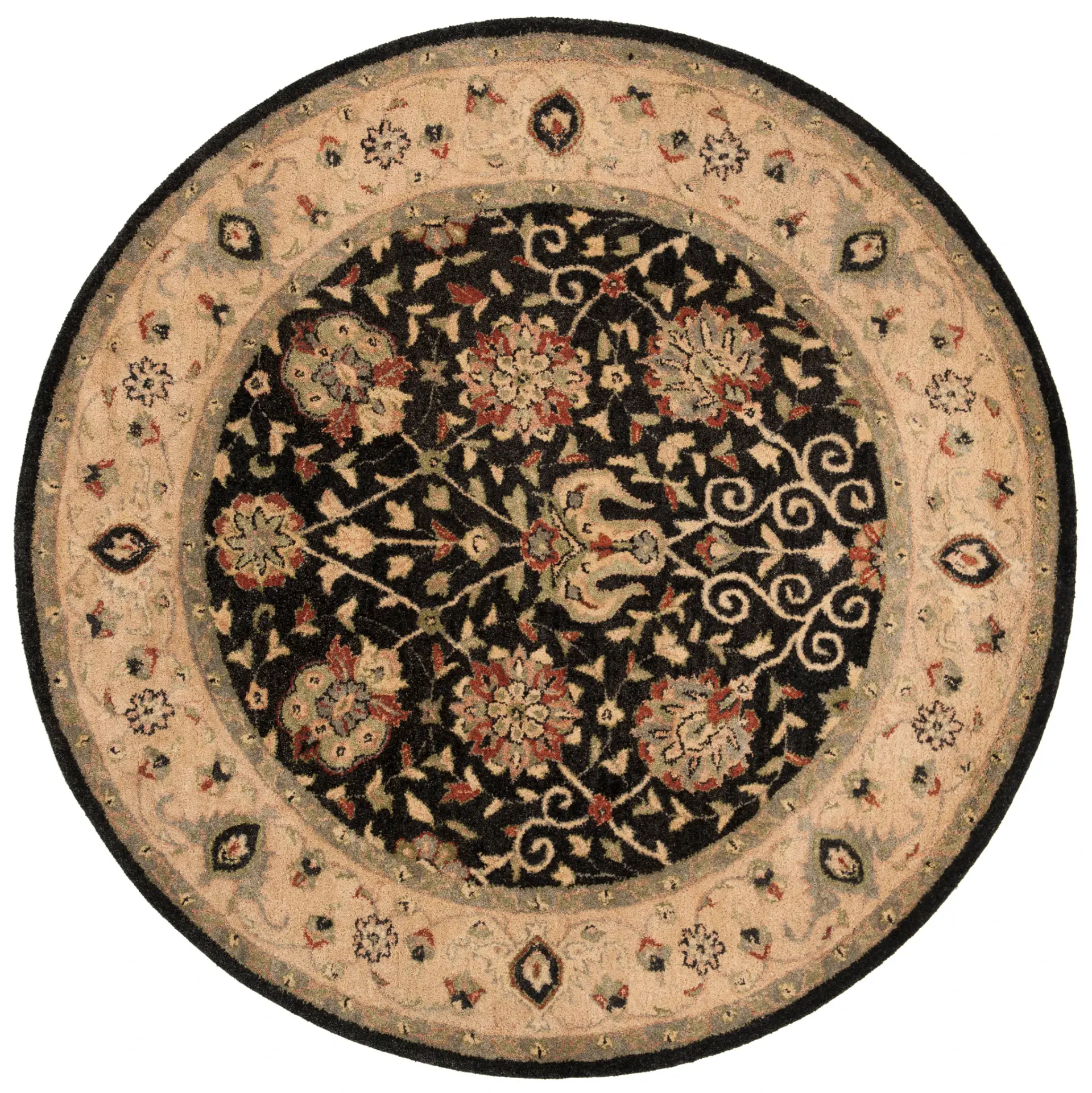 Antiquity Floral Bordered Hand-Tufted Wool Rug