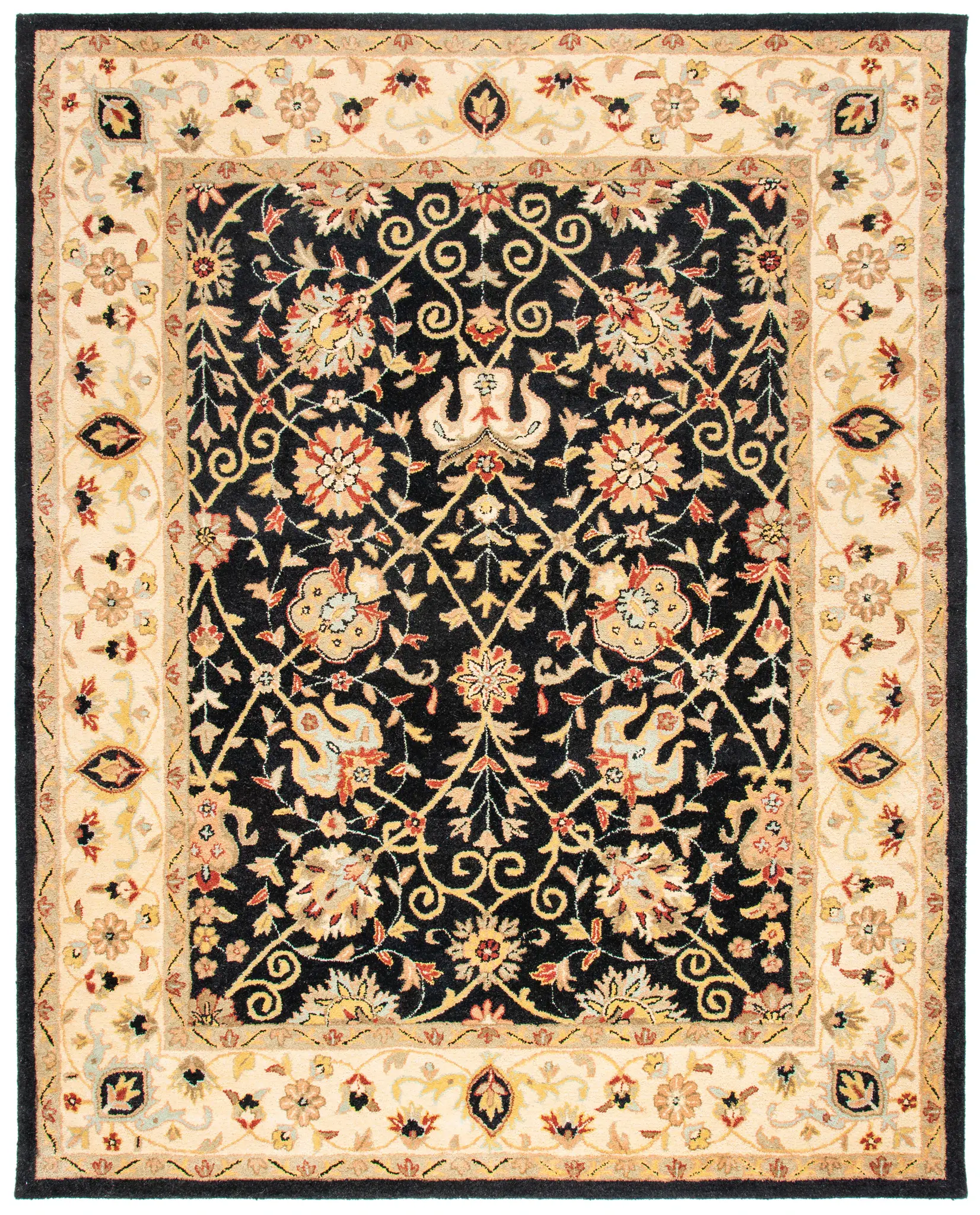 Antiquity Floral Bordered Hand-Tufted Wool Rug