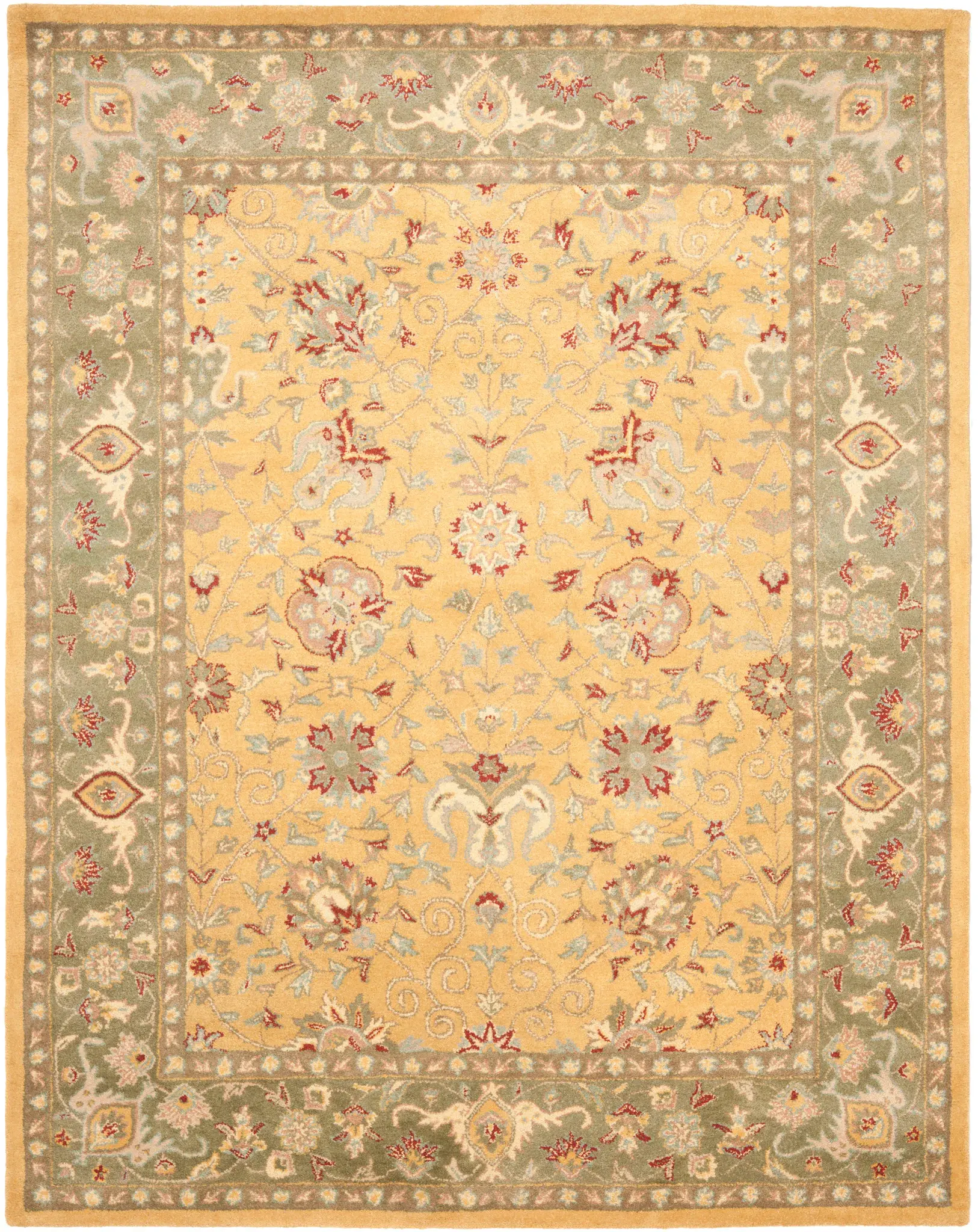 Antiquity Floral Bordered Hand-Tufted Wool Rug