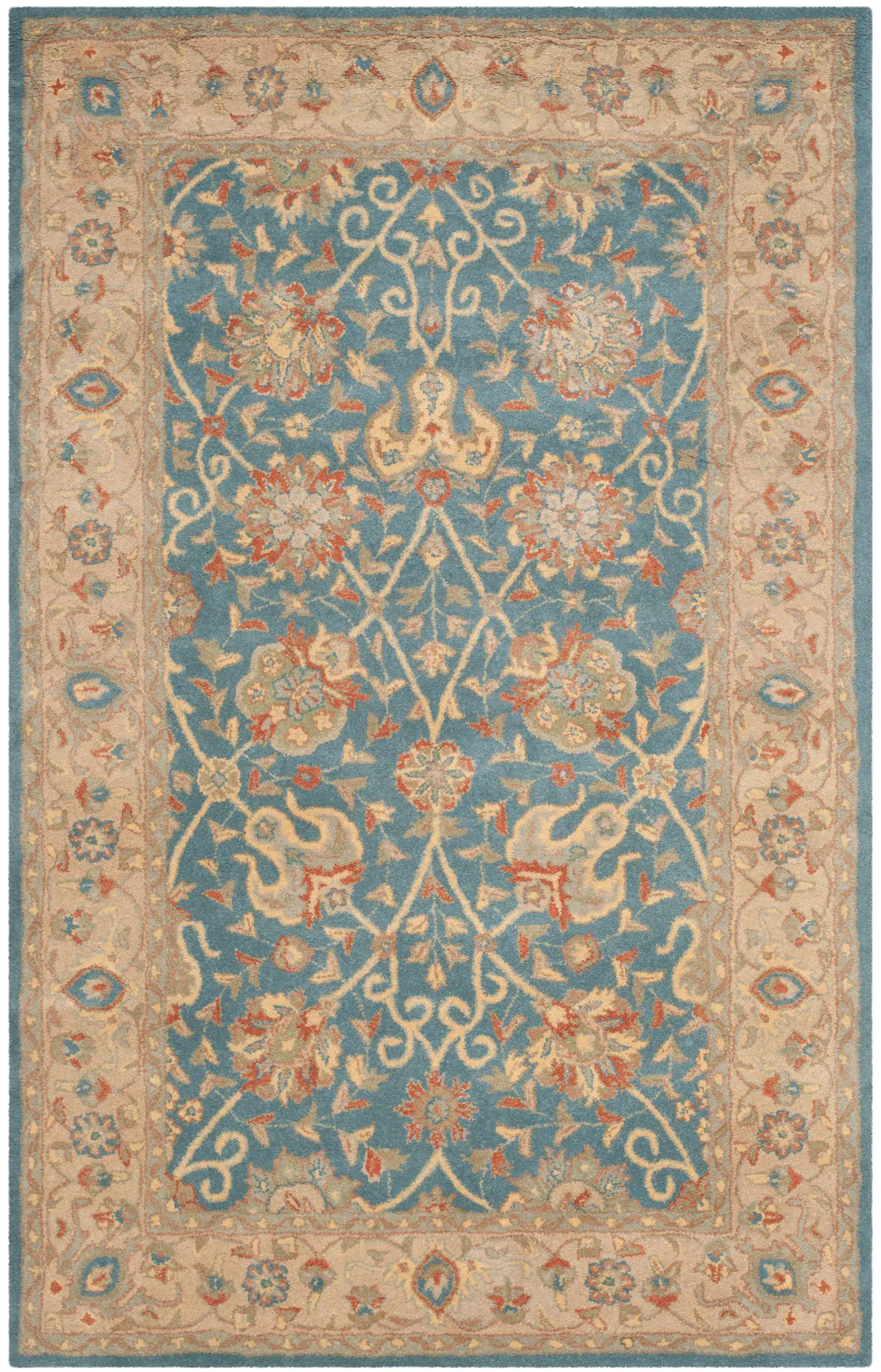Antiquity Floral Bordered Hand-Tufted Wool Rug