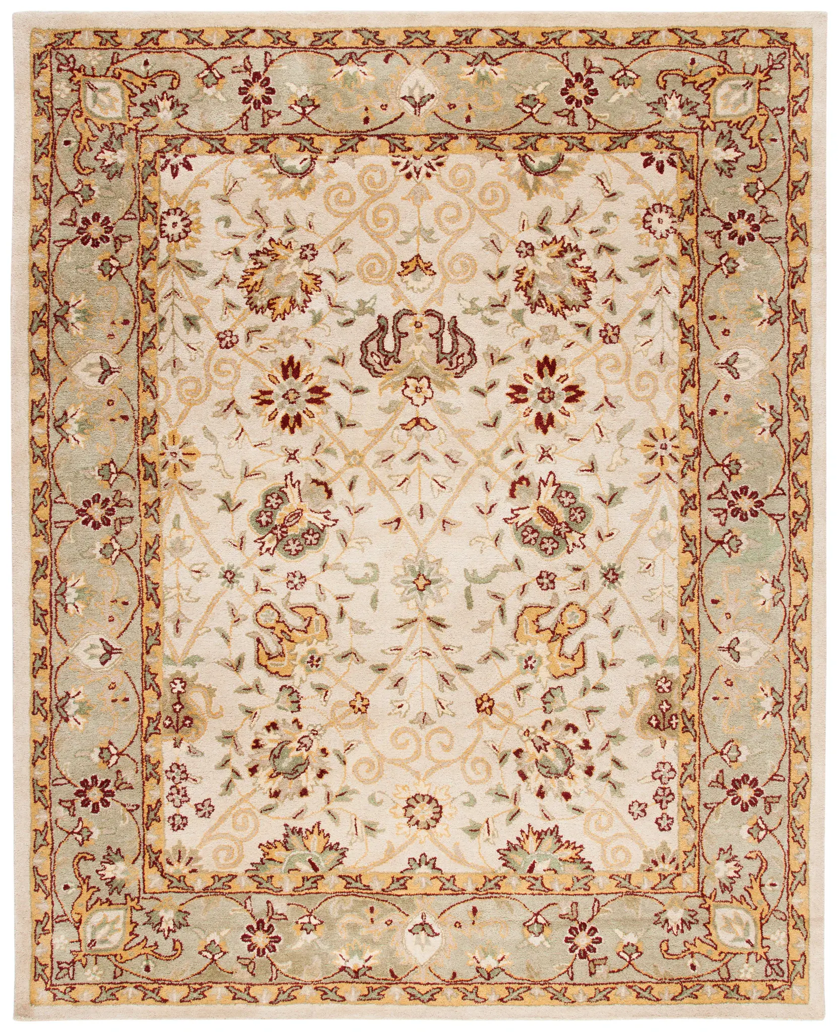 Antiquity Floral Bordered Hand-Tufted Wool Rug