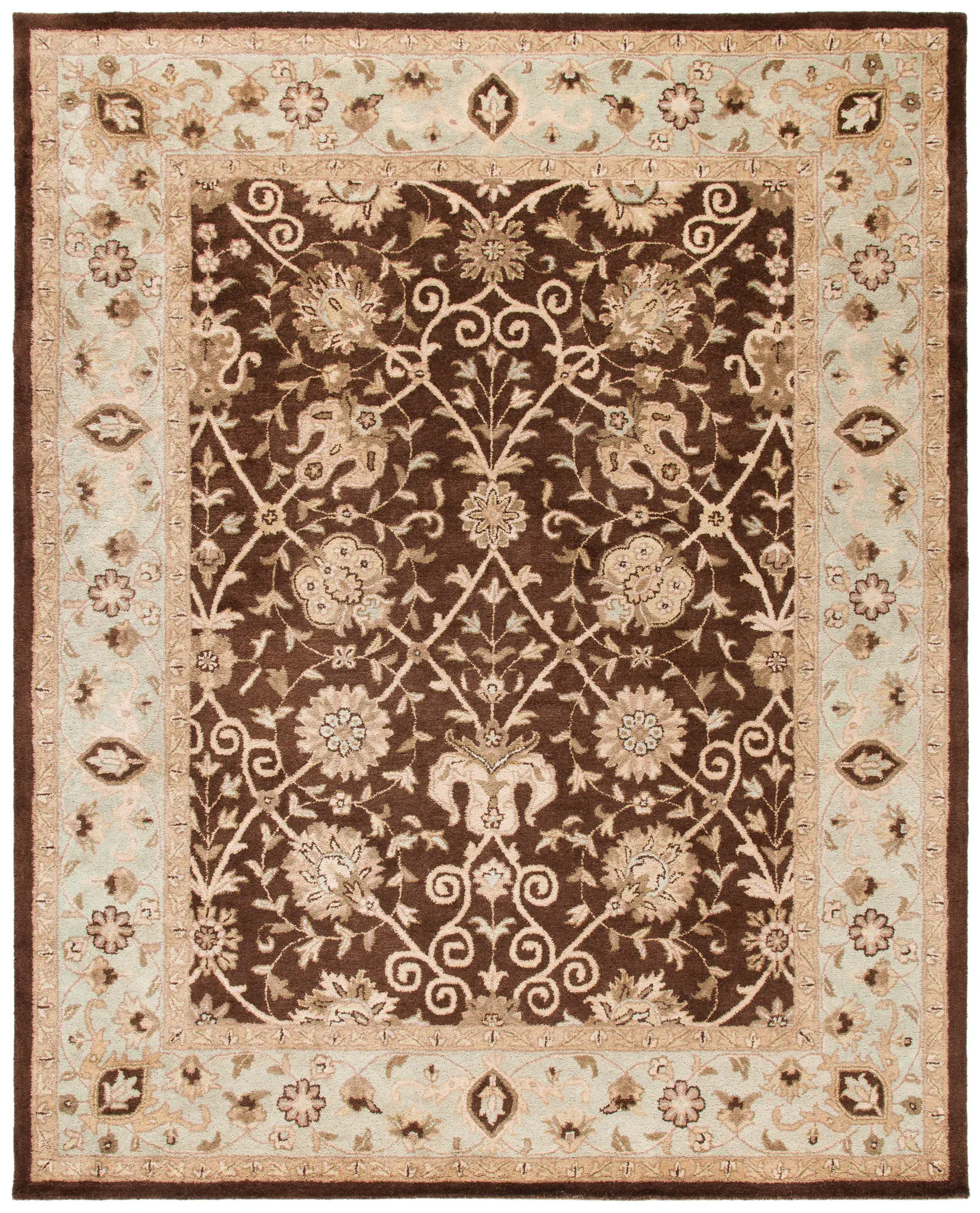 Antiquity Floral Bordered Hand-Tufted Wool Rug
