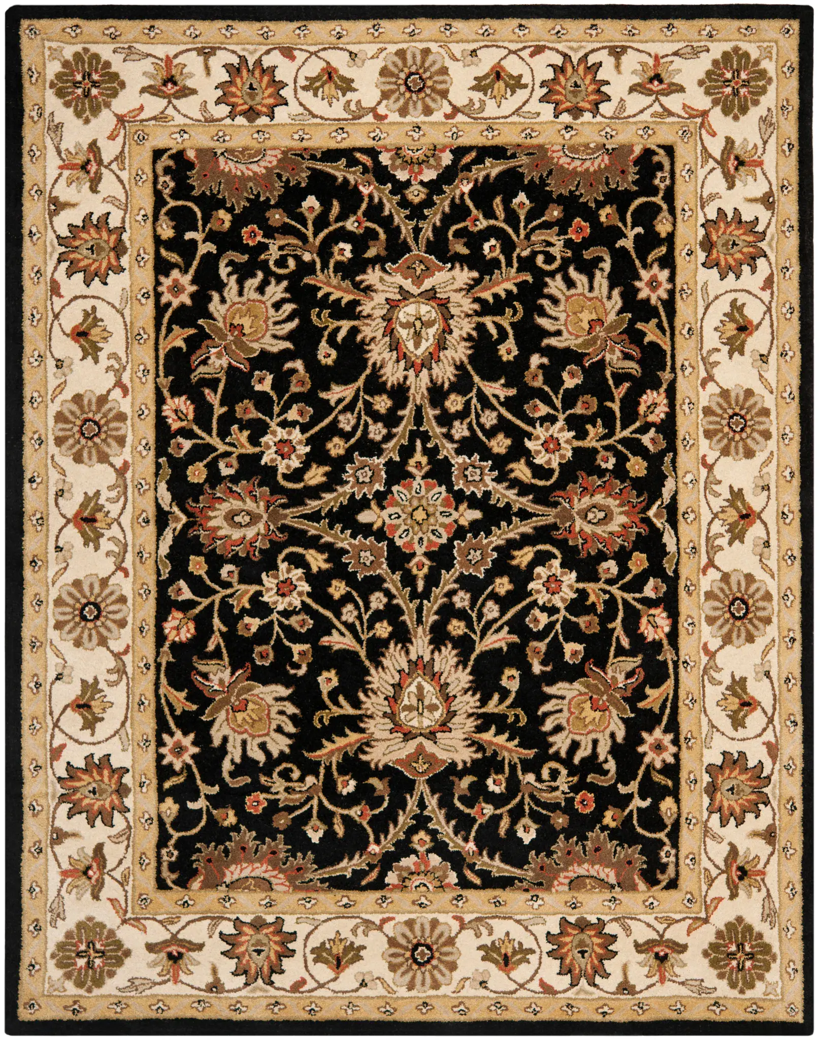 Antiquity Palmette Bordered Hand-Tufted Wool Rug
