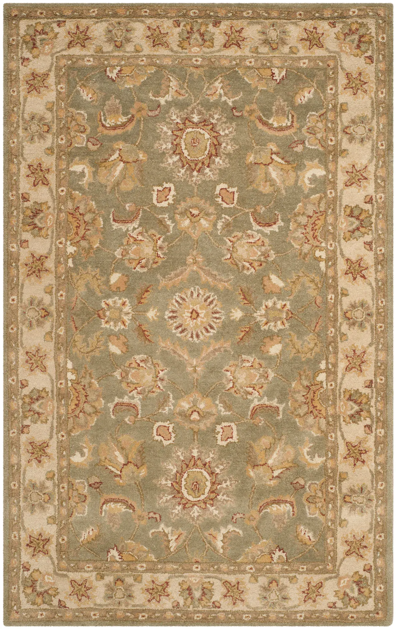 Antiquity Oval Floral Bordered Hand-Tufted Wool Rug