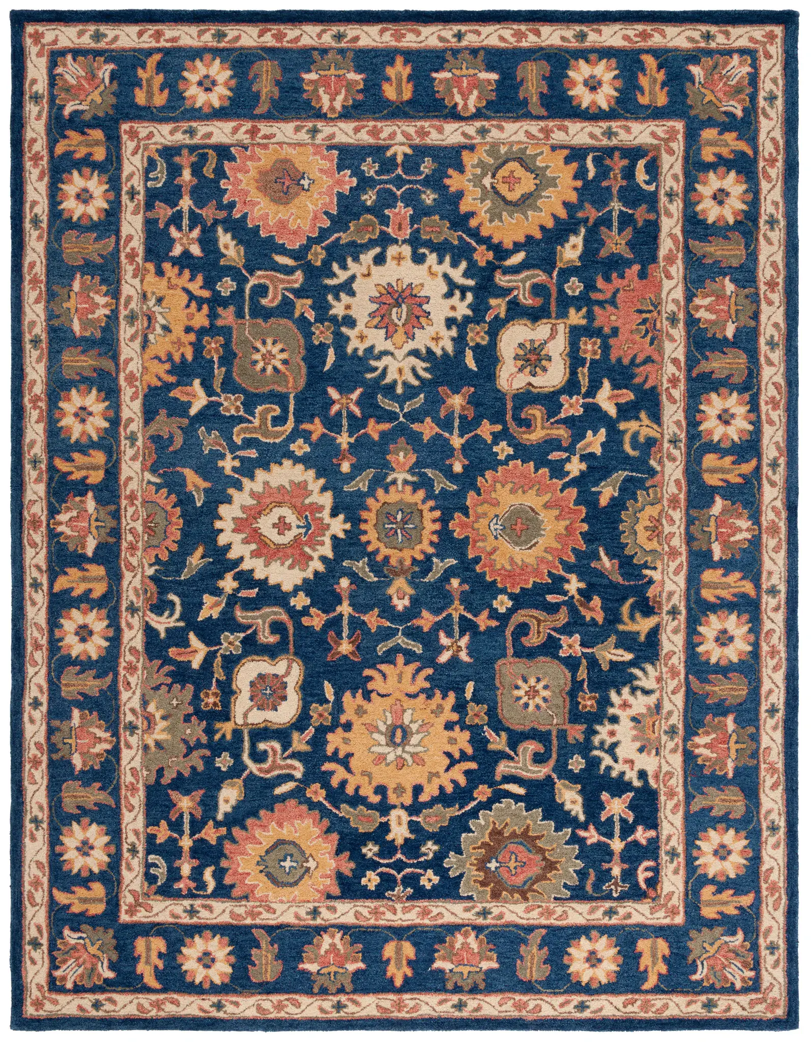 Antiquity Large Floral Bordered Hand-Tufted Wool Rug