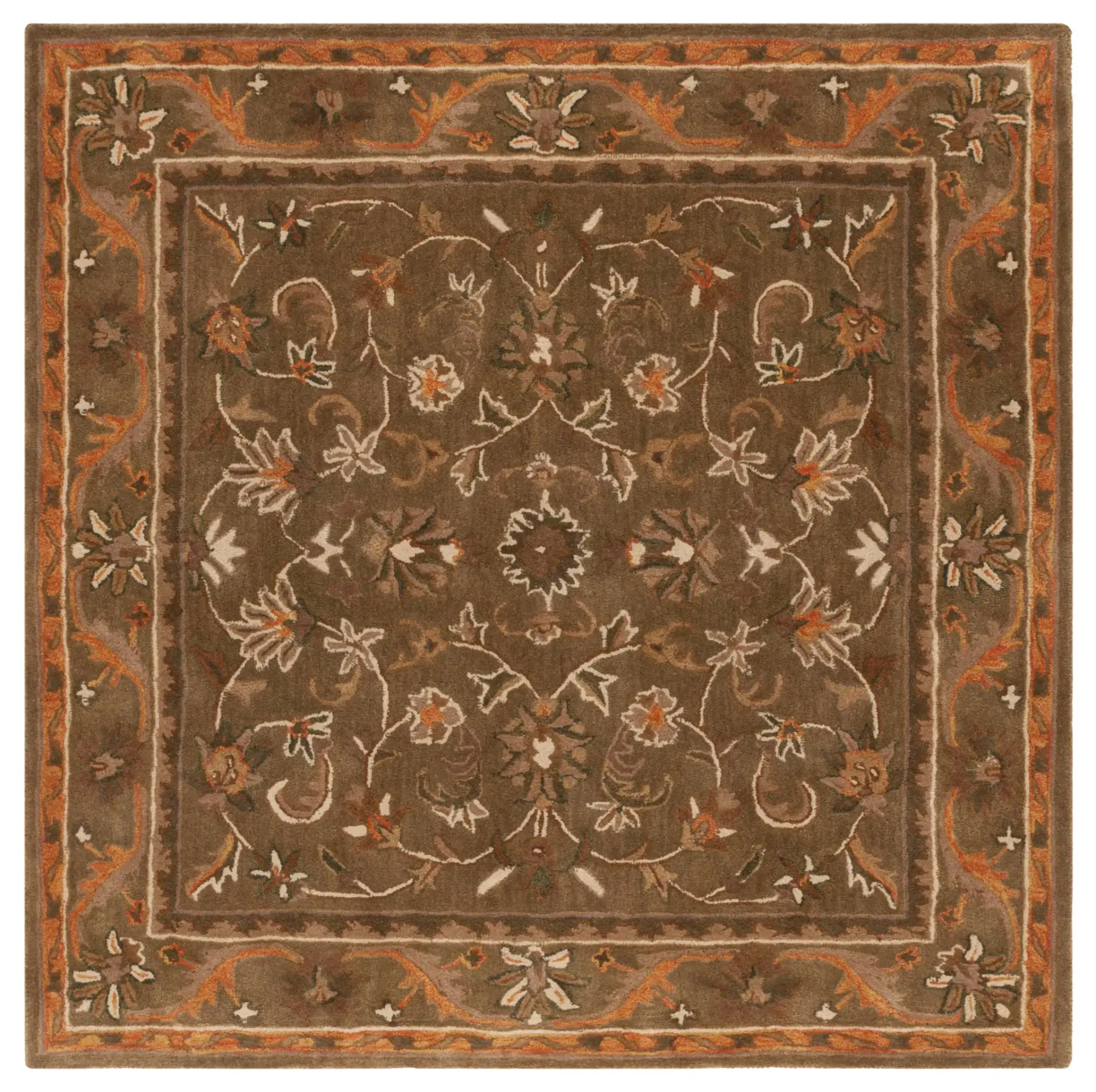 Antiquity Acanthus Bordered Hand-Tufted Wool Rug