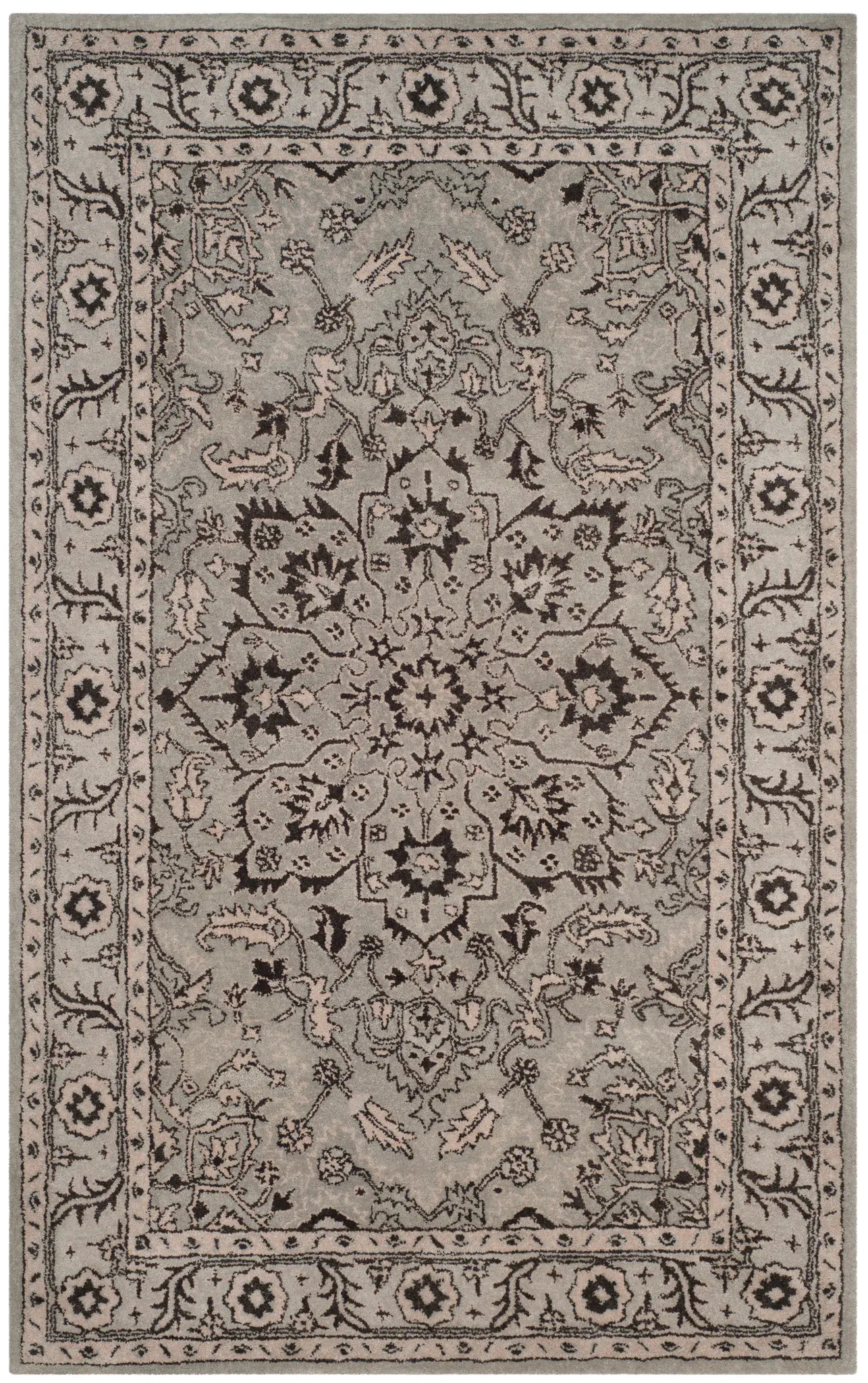 Antiquity Floral Medallion Border Hand-Tufted Wool Rug