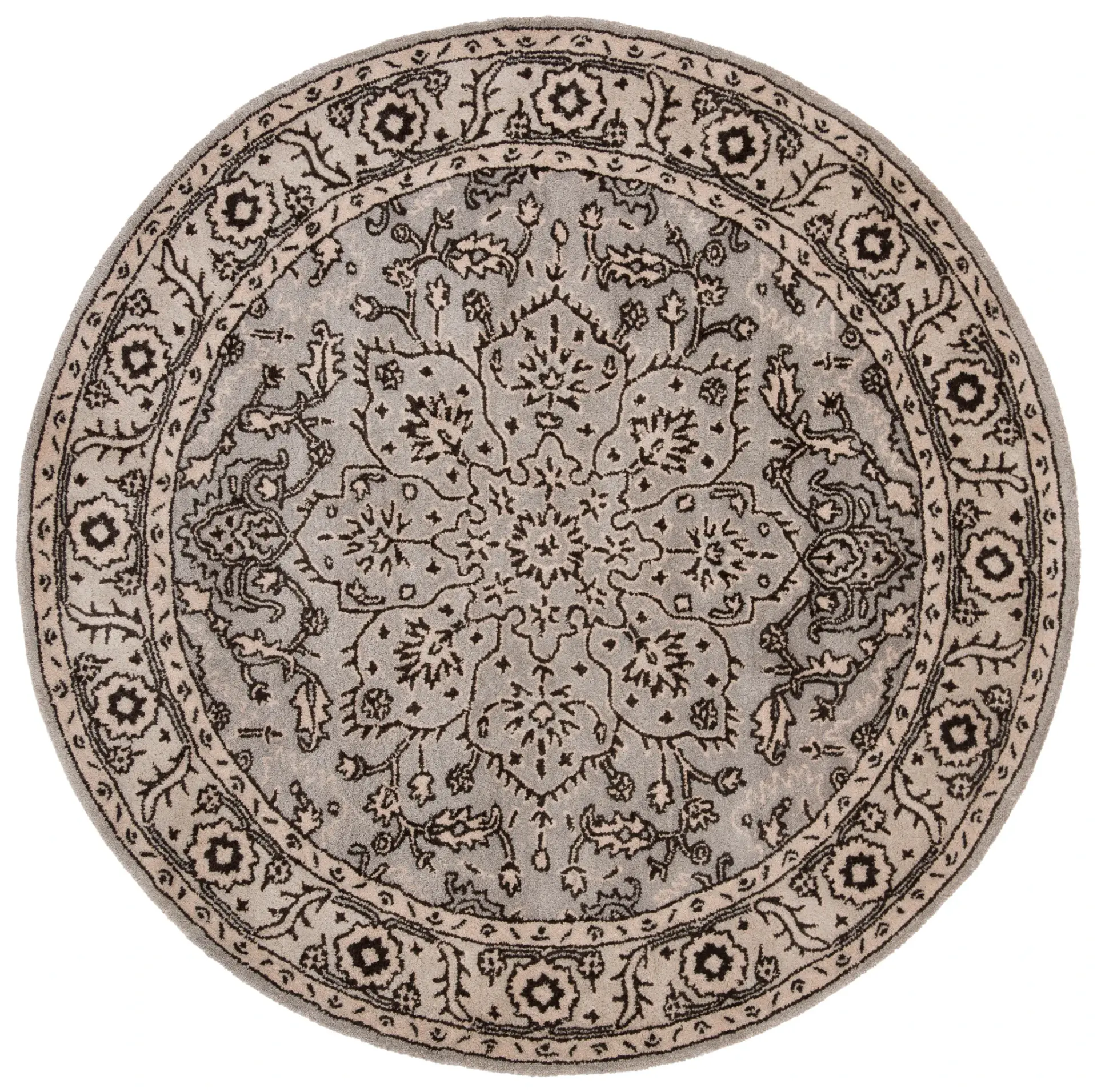 Antiquity Floral Medallion Border Hand-Tufted Wool Rug