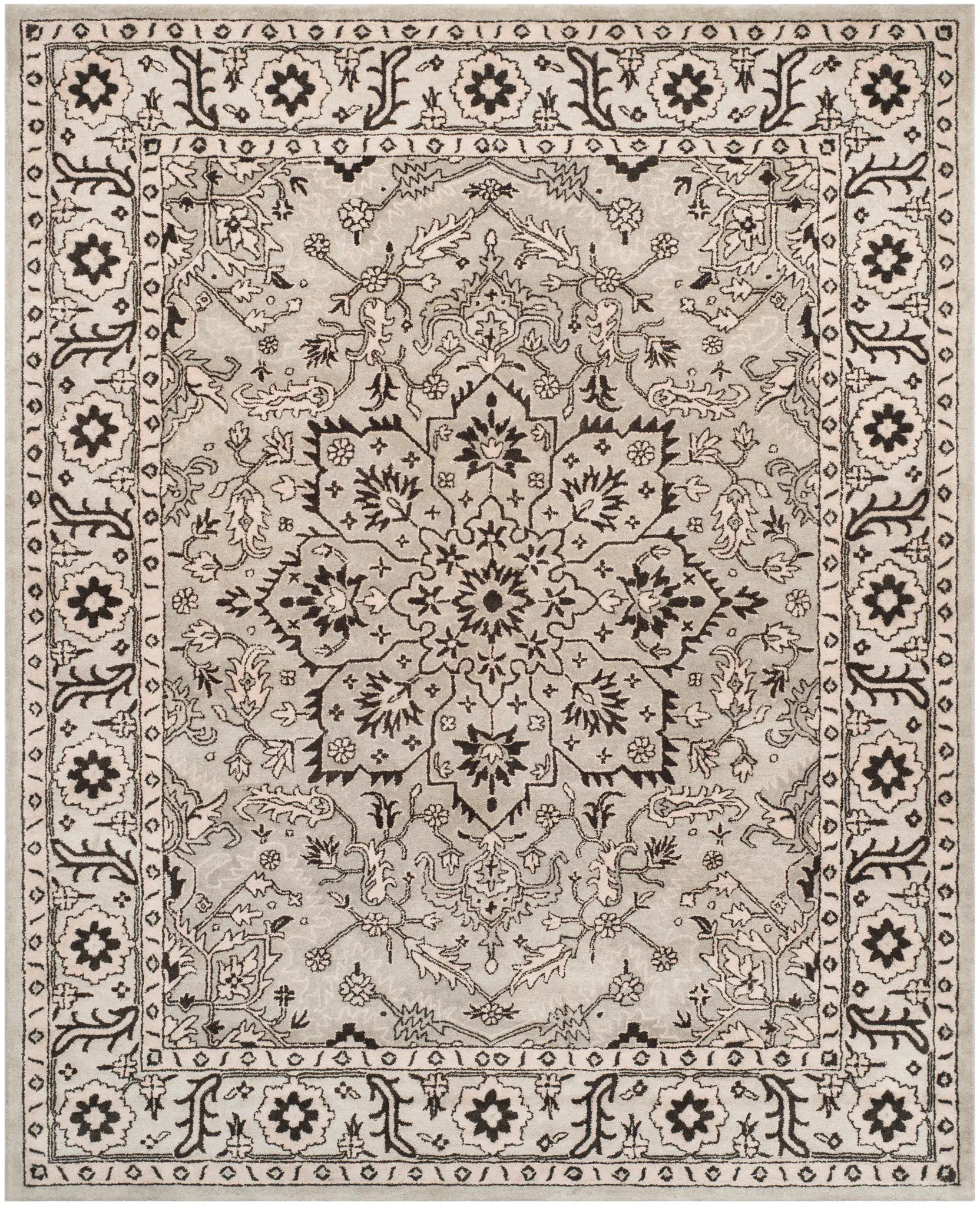 Antiquity Floral Medallion Border Hand-Tufted Wool Rug
