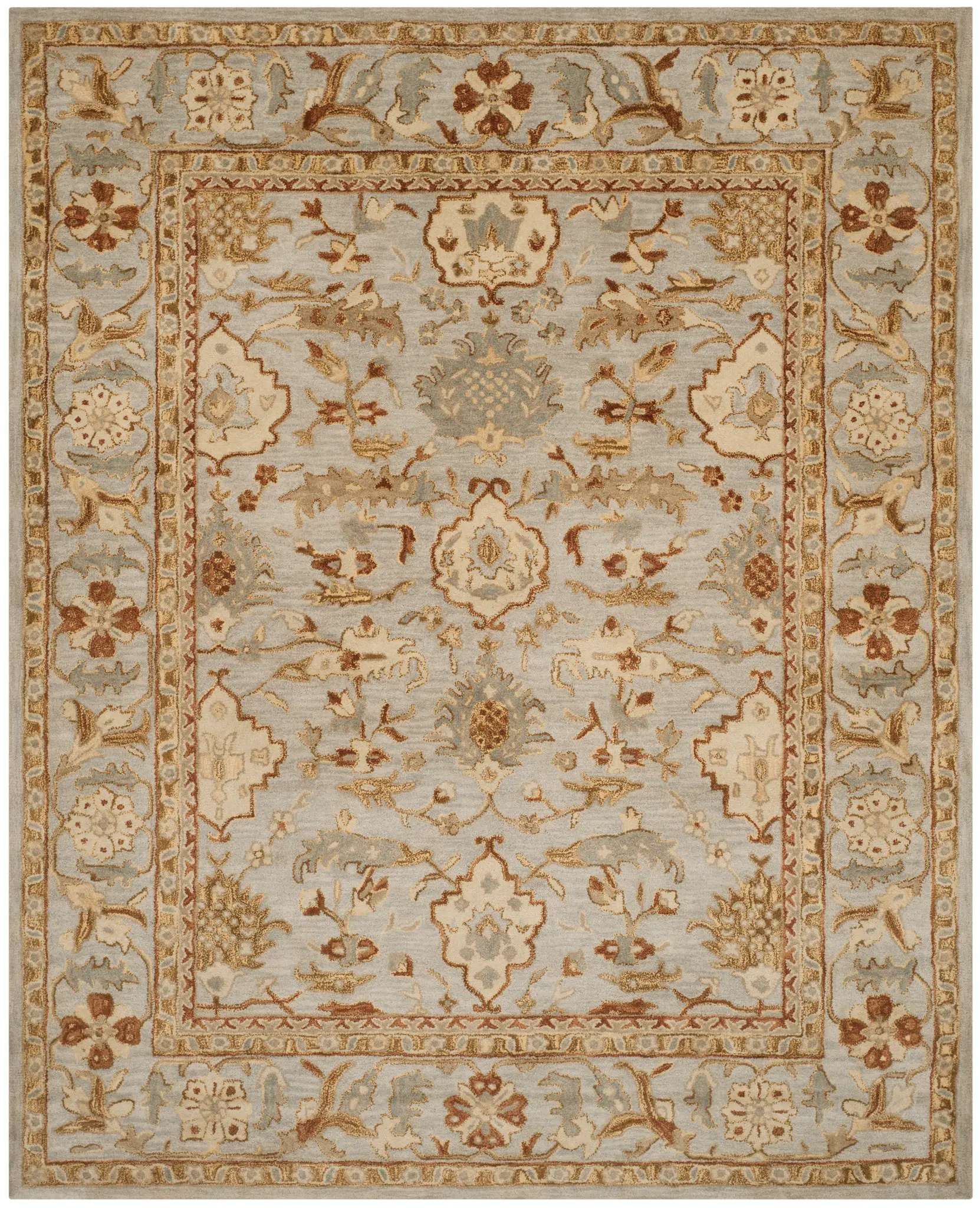 Antiquity Urn Bordered Hand-Tufted Wool Rug