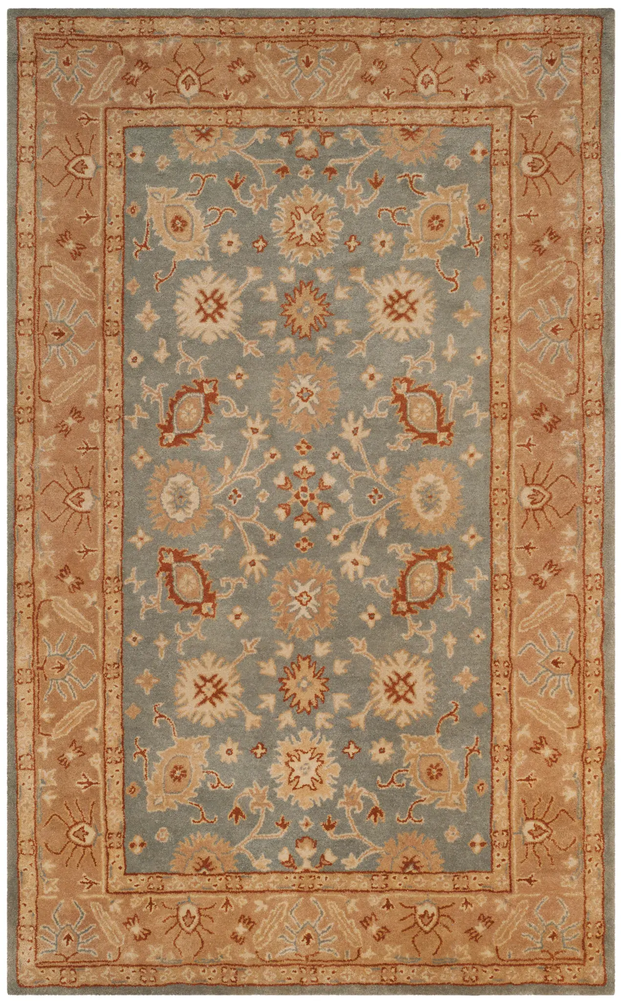 Antiquity Floral Cartouche Bordered Hand-Tufted Wool Rug