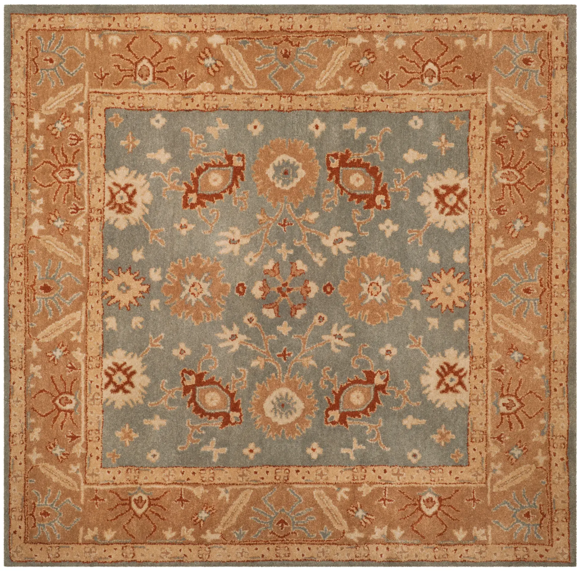 Antiquity Floral Cartouche Bordered Hand-Tufted Wool Rug