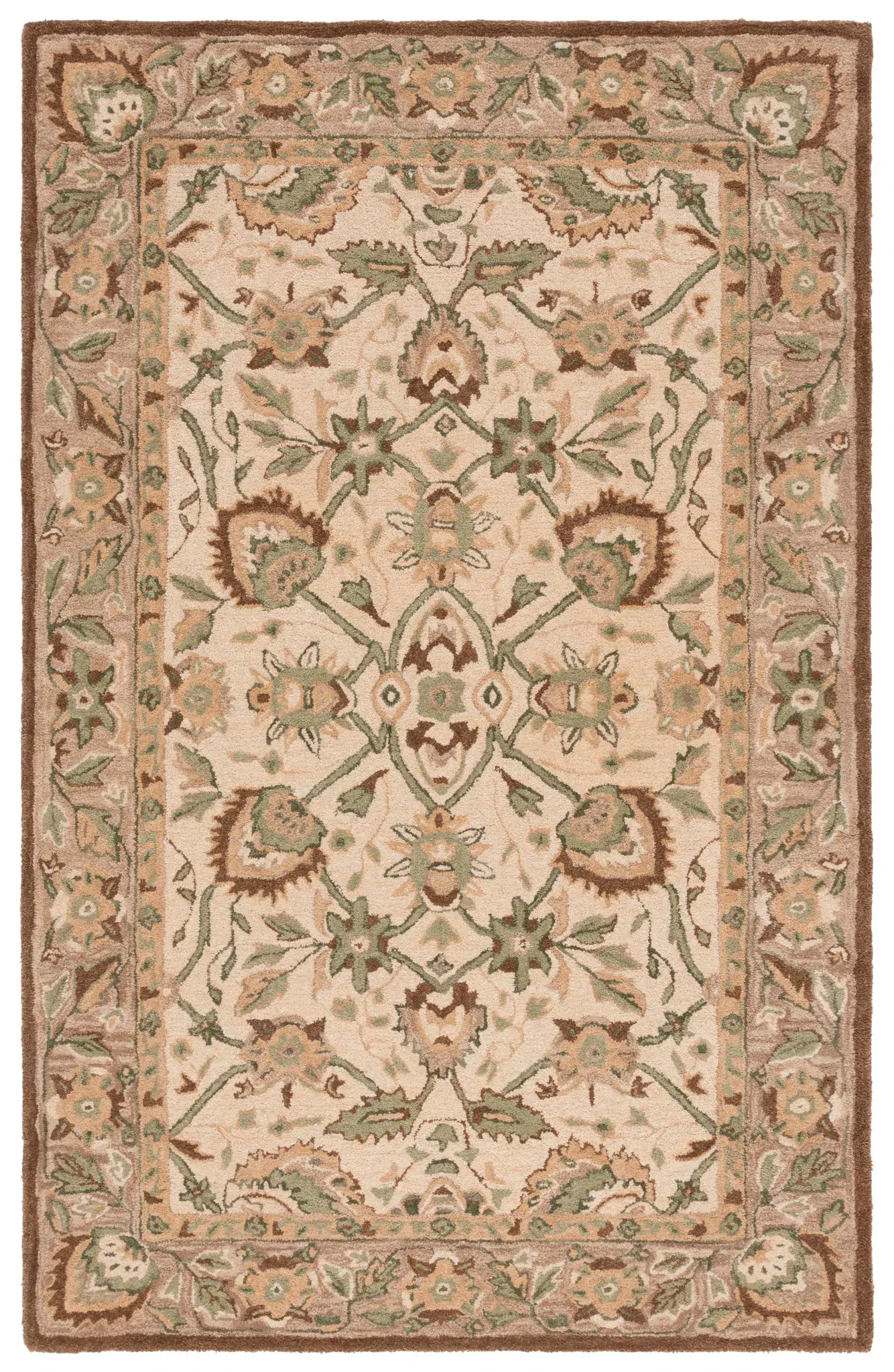 Antiquity Acanthus Palmette Bordered Hand-Tufted Wool Rug
