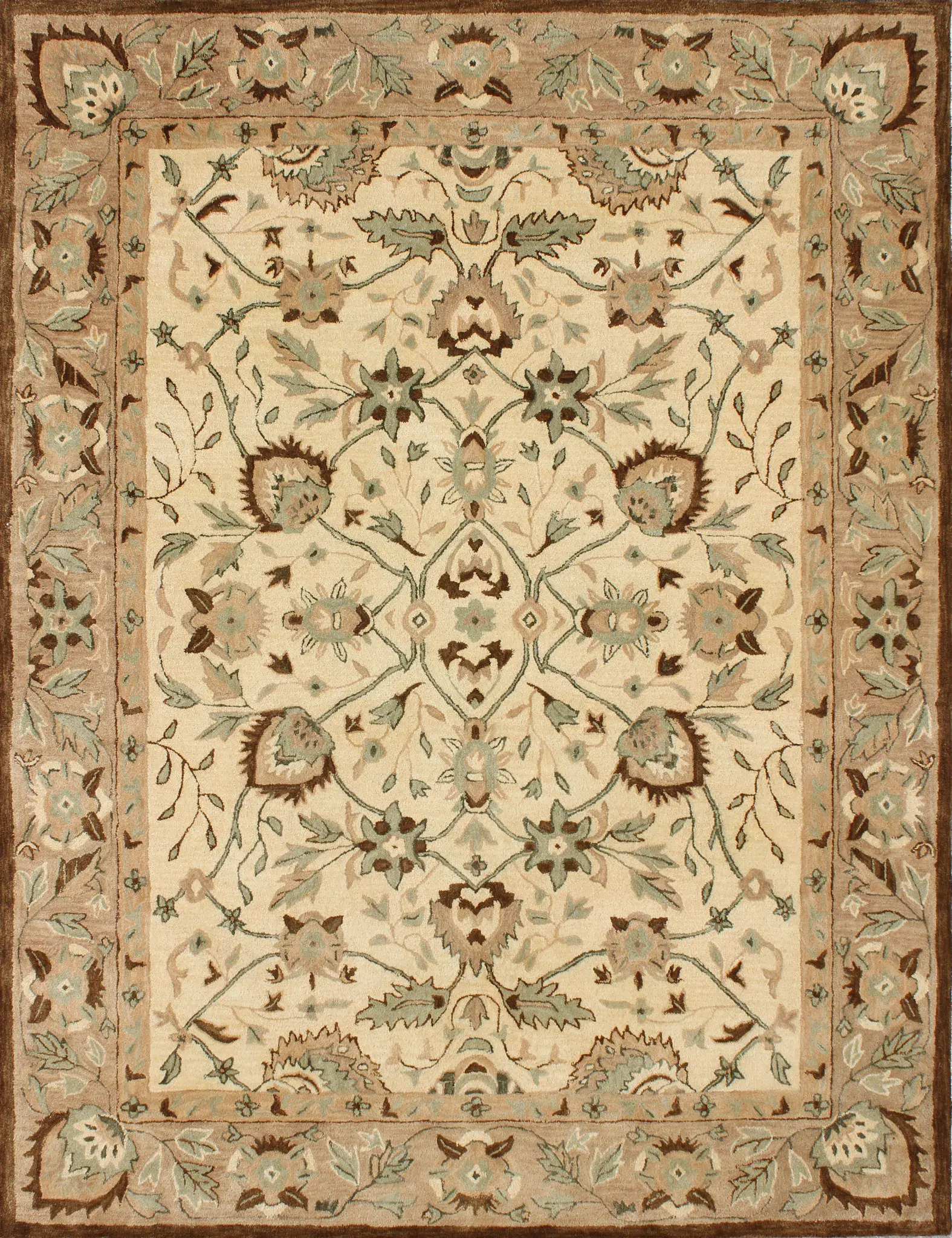 Antiquity Acanthus Palmette Bordered Hand-Tufted Wool Rug