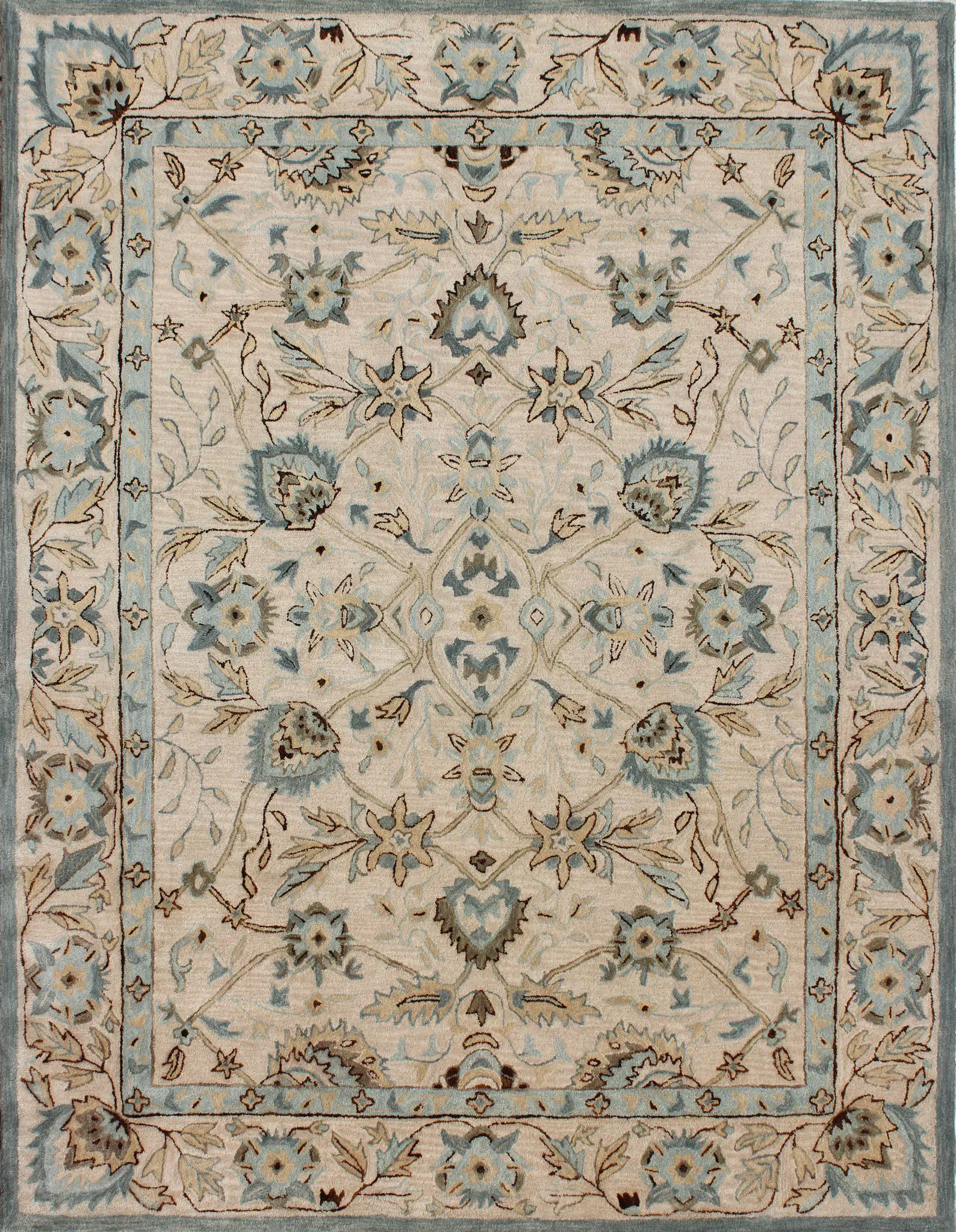 Antiquity Acanthus Palmette Bordered Hand-Tufted Wool Rug