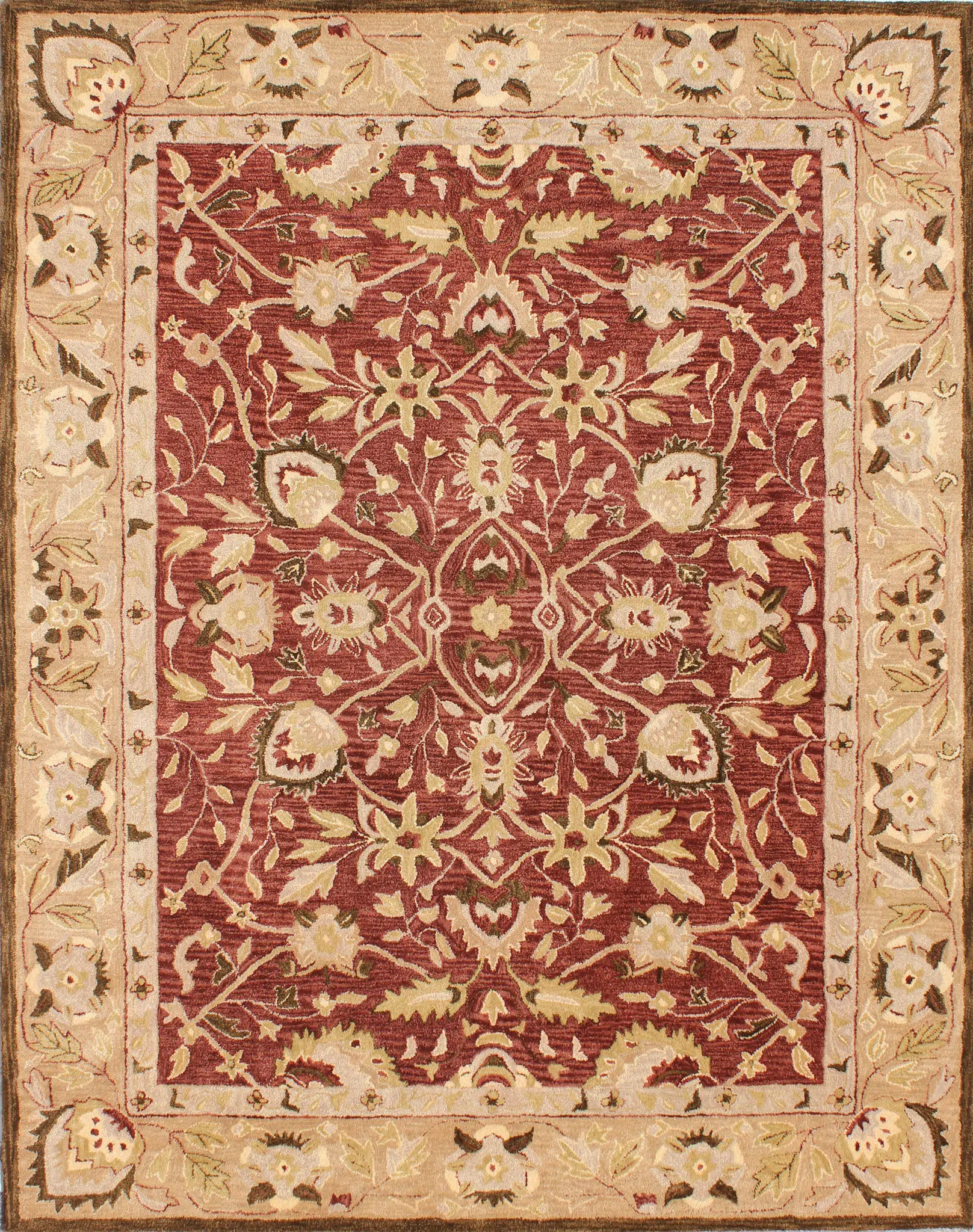Antiquity Acanthus Palmette Bordered Hand-Tufted Wool Rug