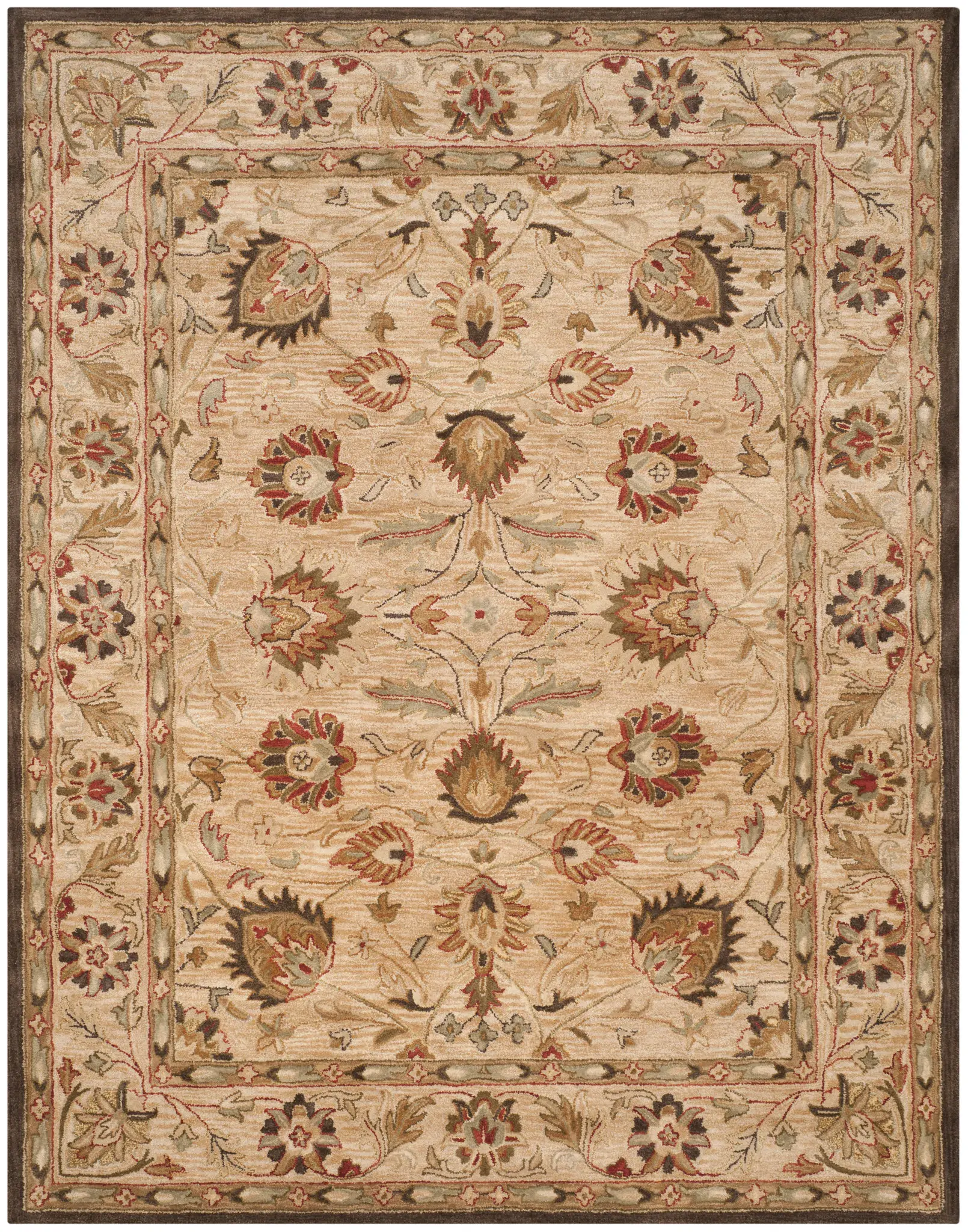 Antiquity Lotus Bordered Hand-Tufted Wool Rug