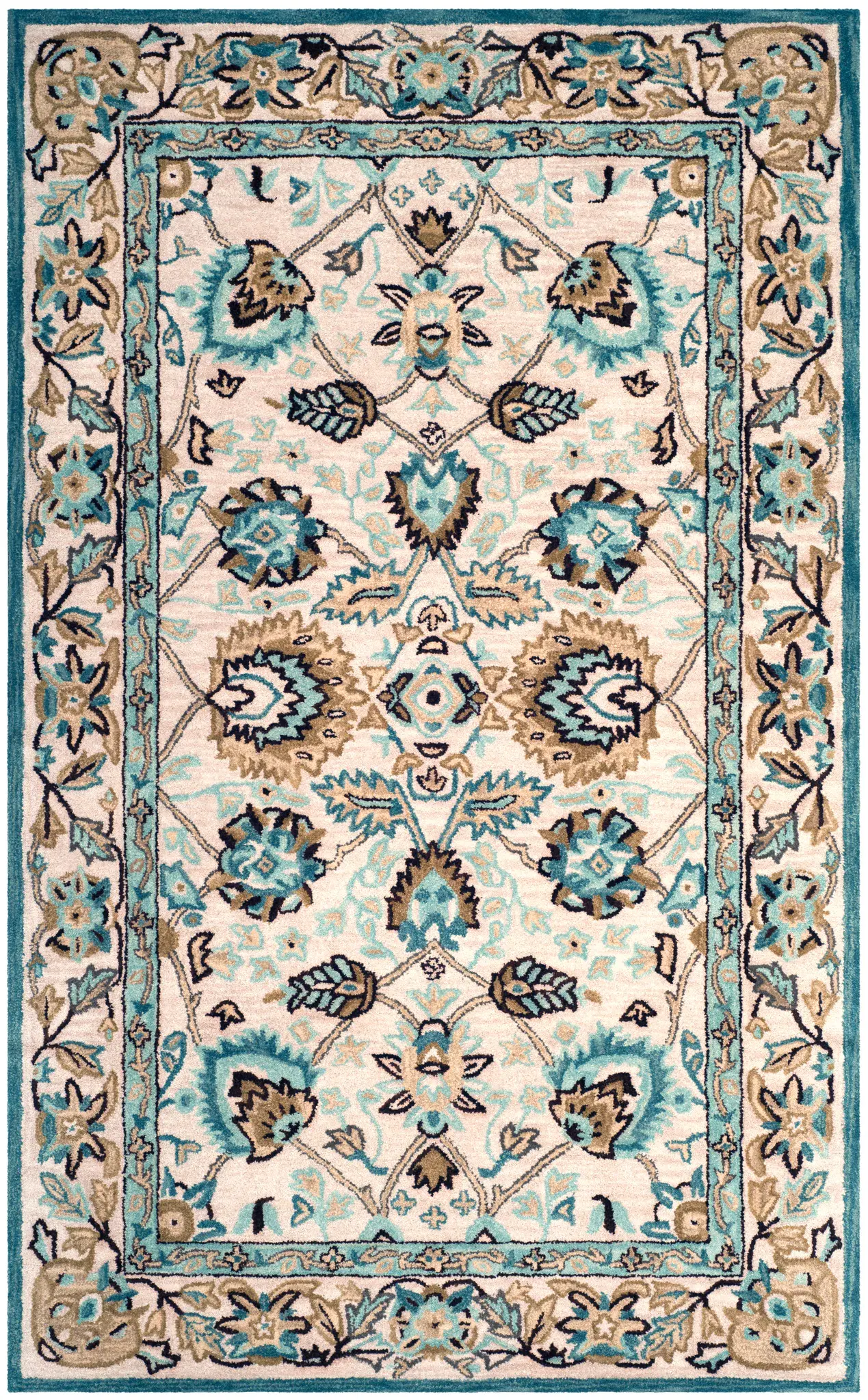 Antiquity Lotus Bordered Hand-Tufted Wool Rug