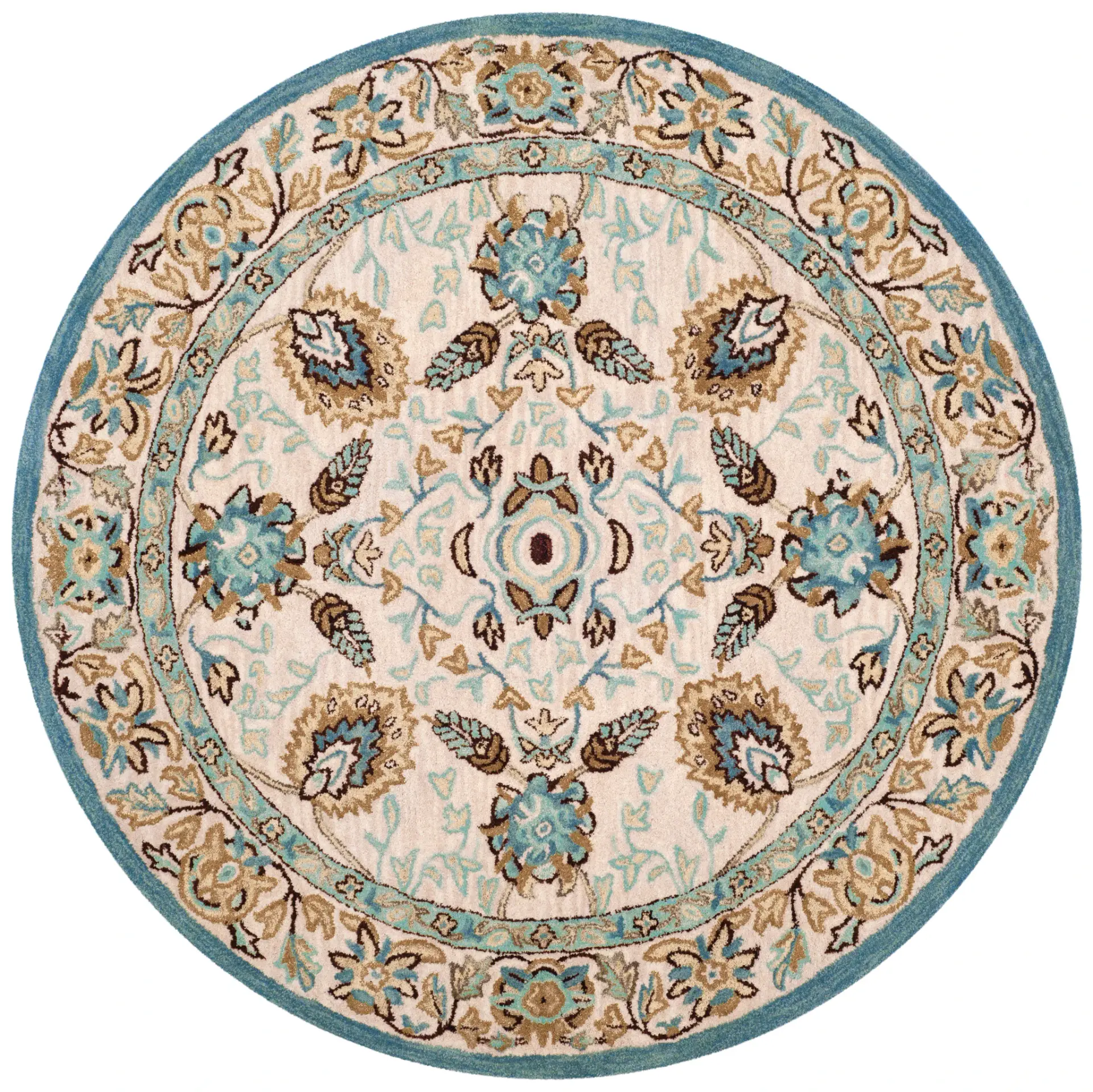 Antiquity Lotus Bordered Hand-Tufted Wool Rug