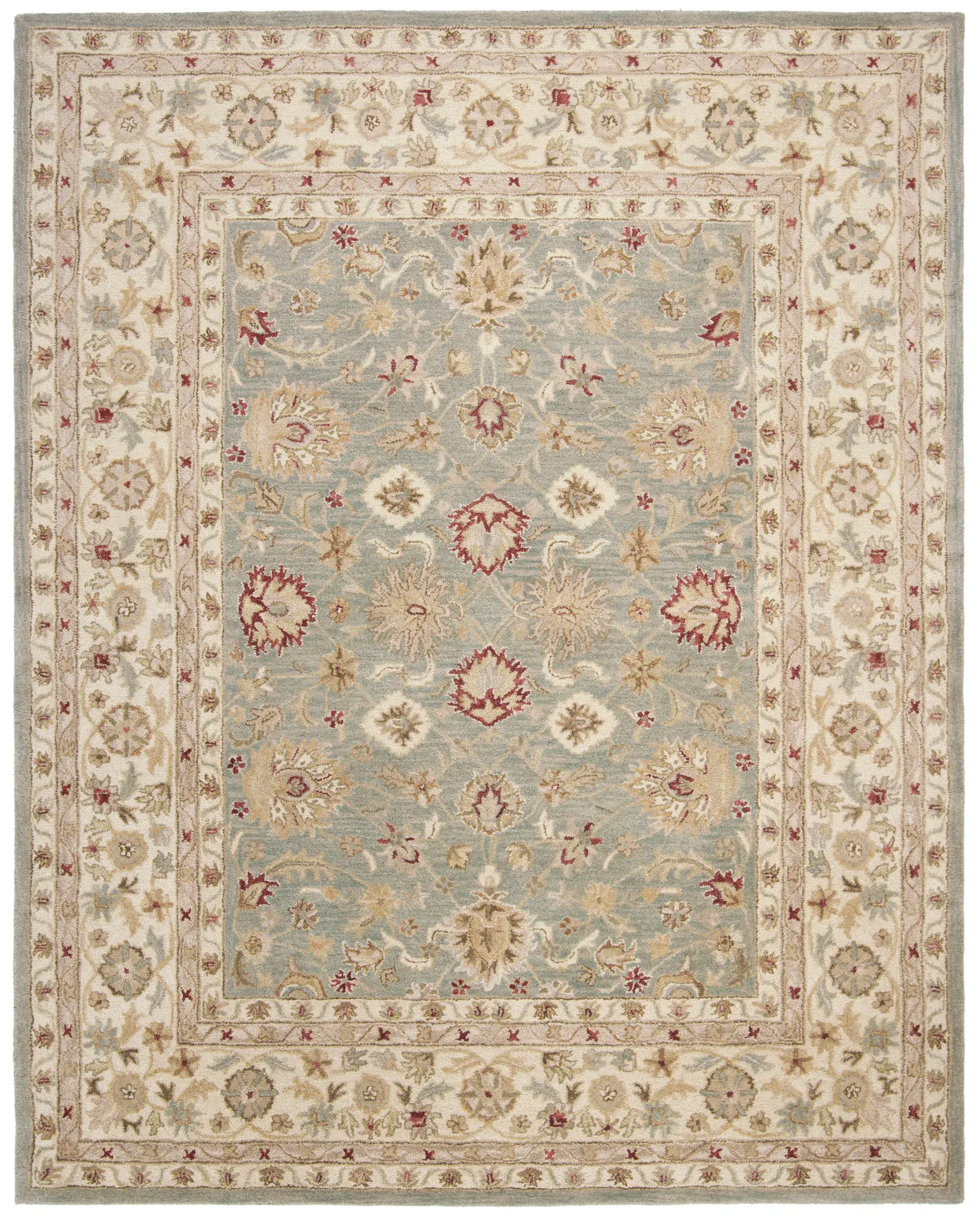Antiquity Floral Border Hand-Tufted Wool Rug