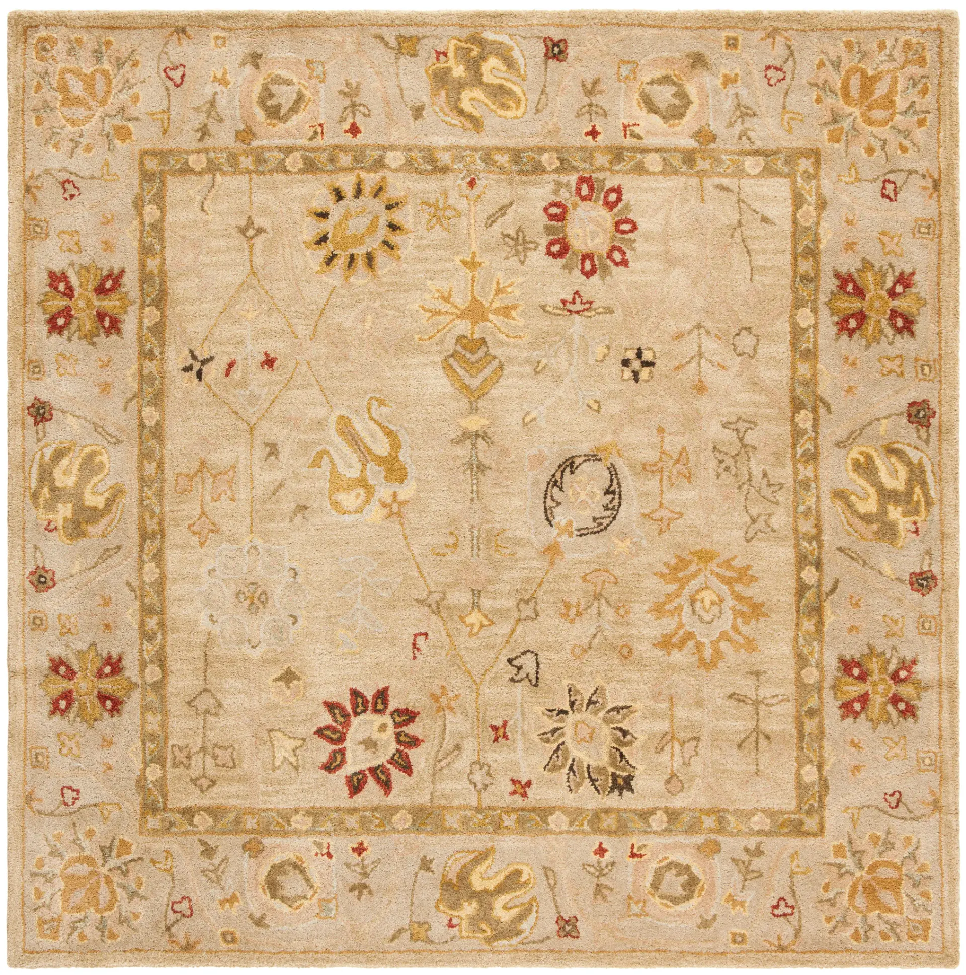 Antiquity Floral Tile Hand-Tufted Wool Rug