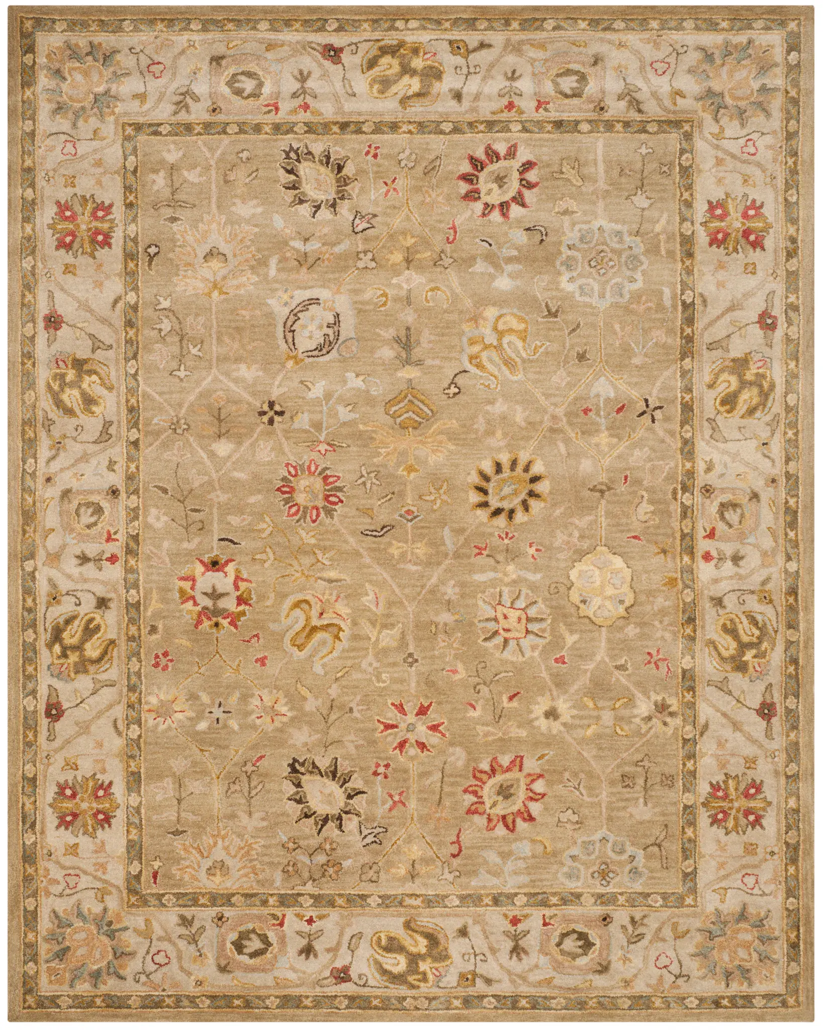 Antiquity Floral Tile Hand-Tufted Wool Rug