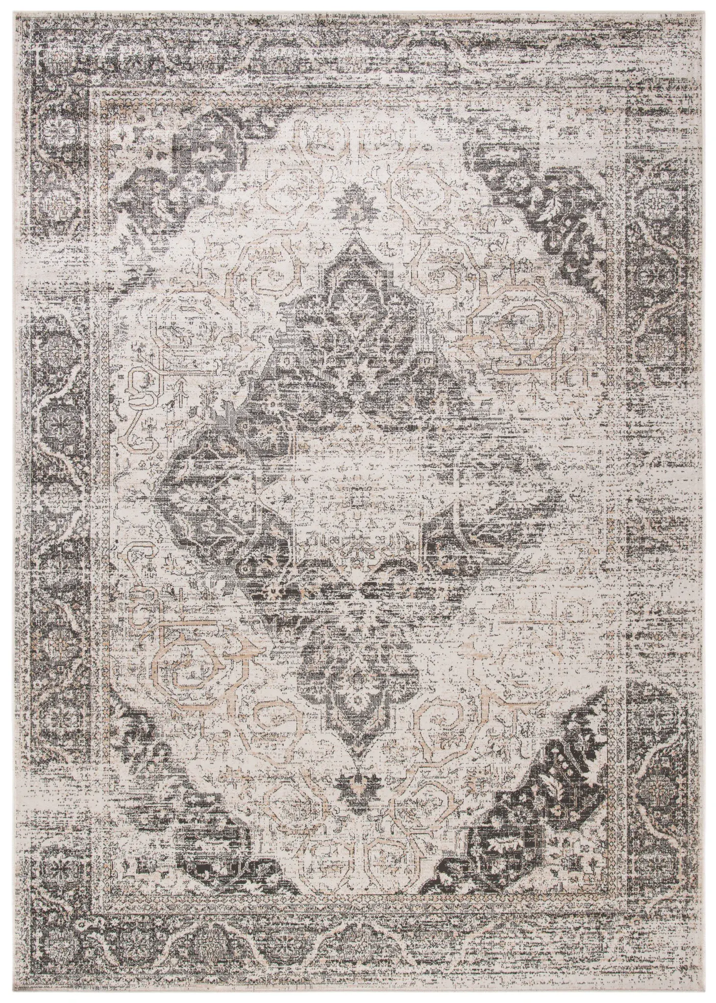 Atlas Distressed Diamond Medallion Viscose Rug