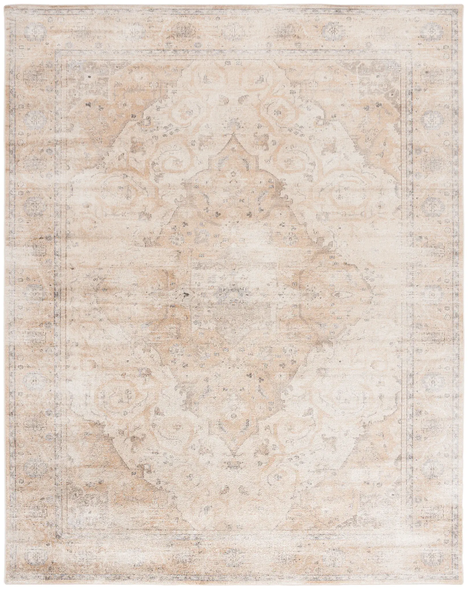 Atlas Distressed Arabesque Medallion Viscose Rug