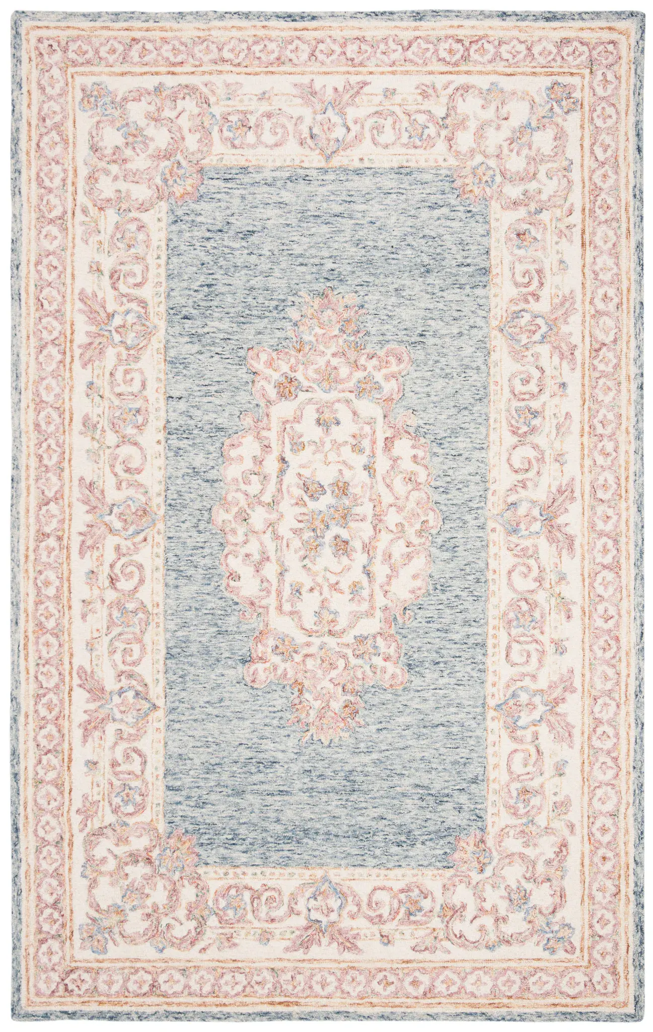 Aubusson Cartouche Medallion Hand-Tufted Wool Rug