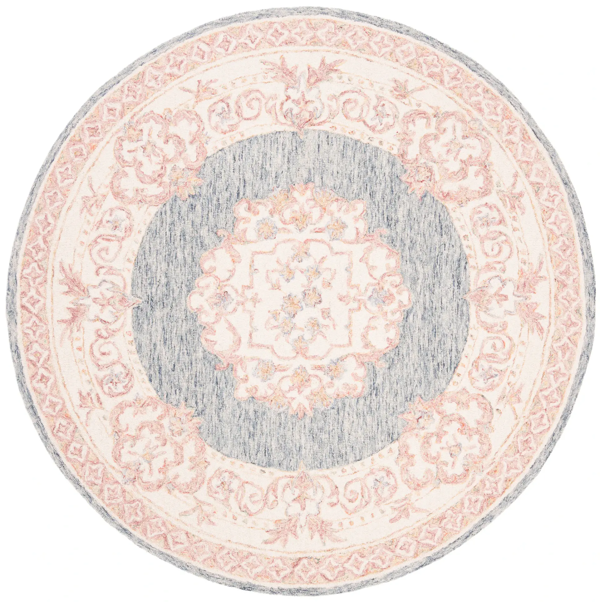 Aubusson Cartouche Medallion Hand-Tufted Wool Rug